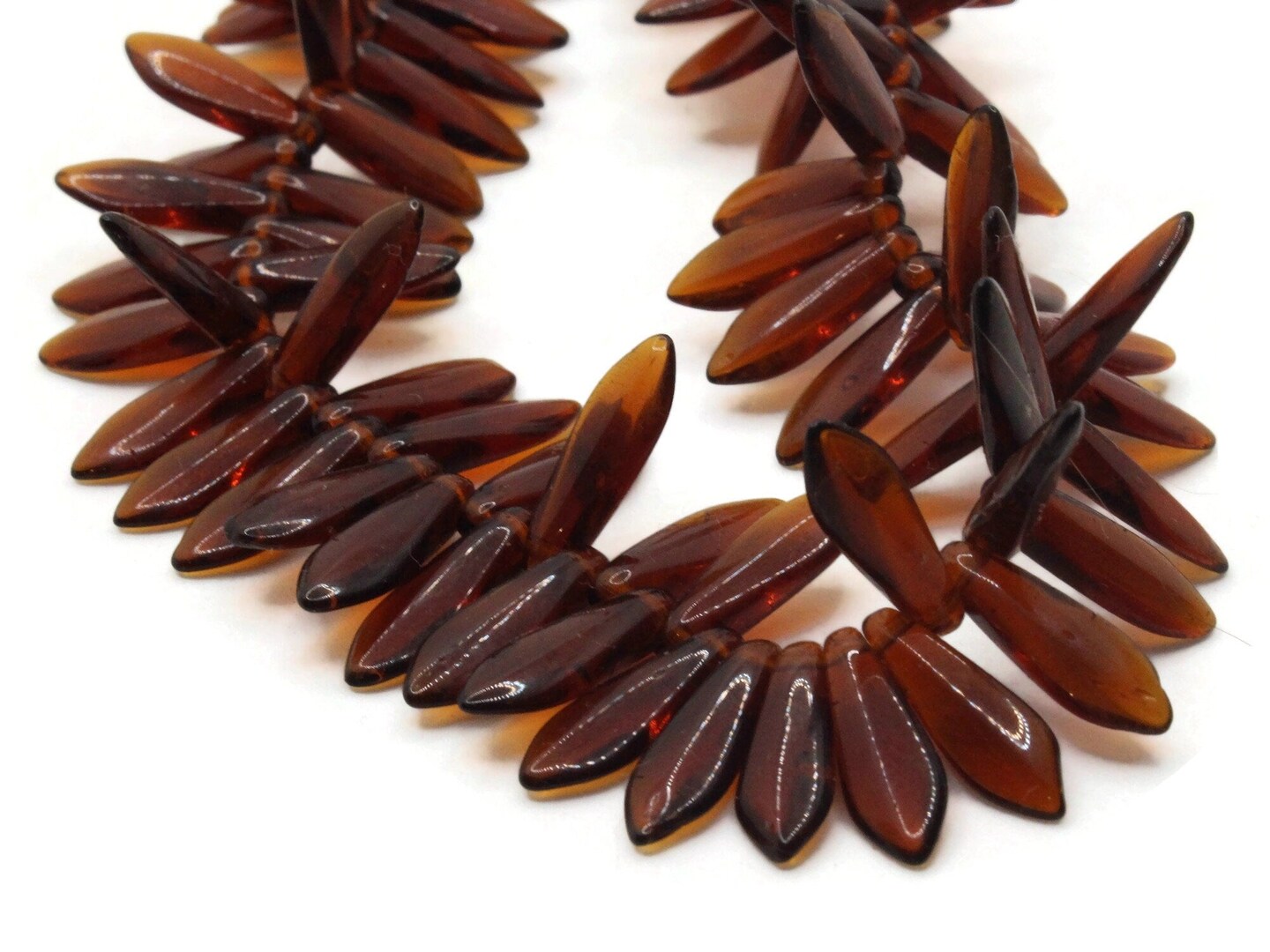 140 16mm Brown Dagger Beads Czech Glass Beads