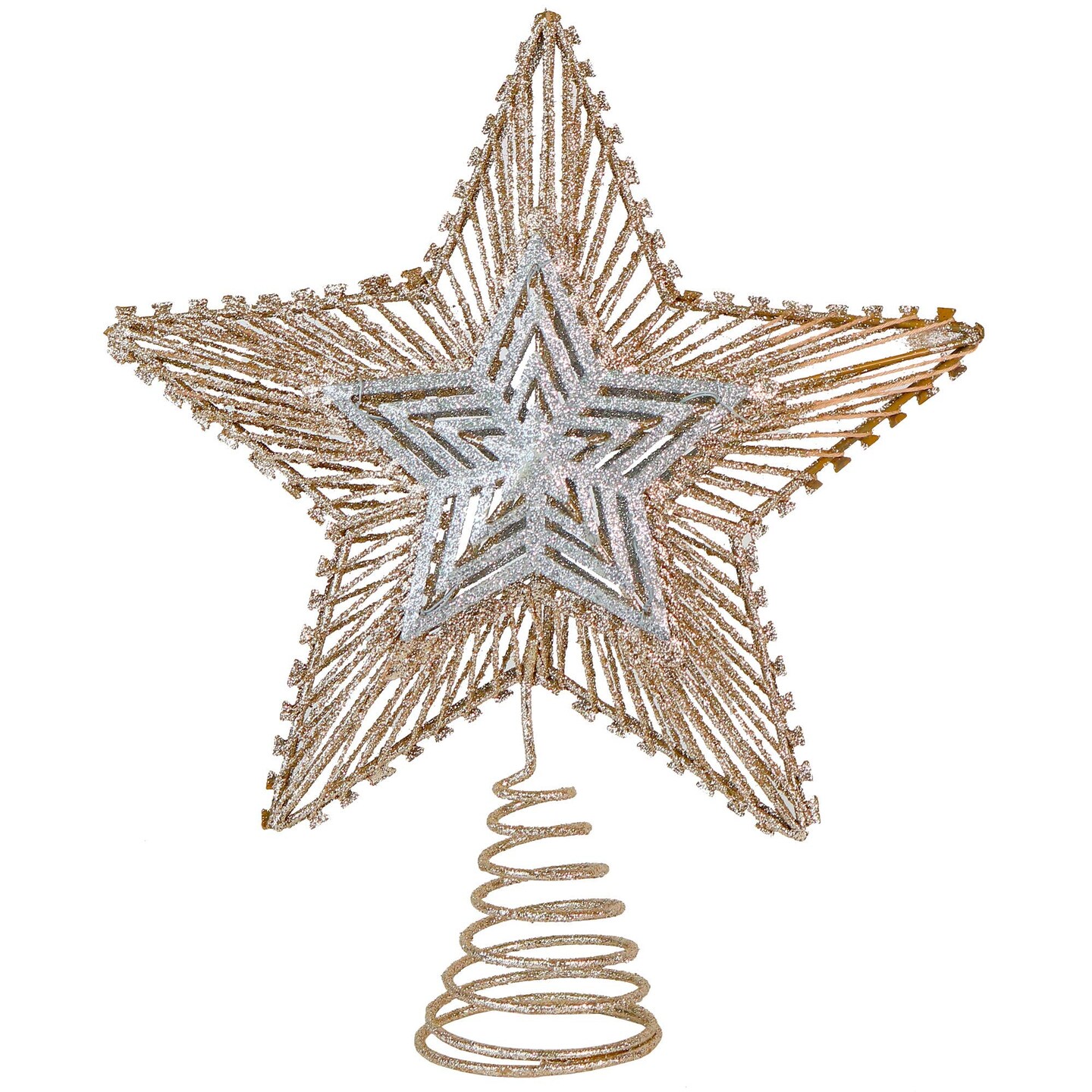 Ornativity Christmas Glitter Star Tree Topper - Rose Gold and Silver Bethlehem Star Ornament