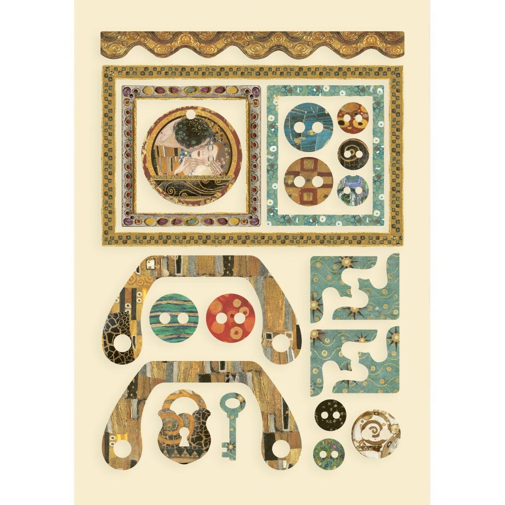 Stamperia Wooden Shapes A5Frames & Buttons, Klimt Michaels