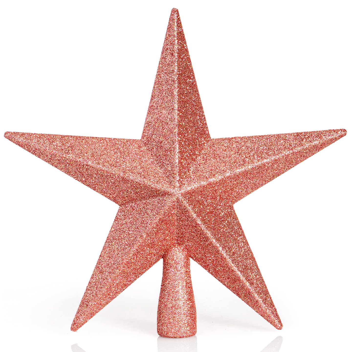 Ornativity Glitter Star Tree Topper - Christmas Rose Gold Decorative Holiday Bethlehem Star Ornament
