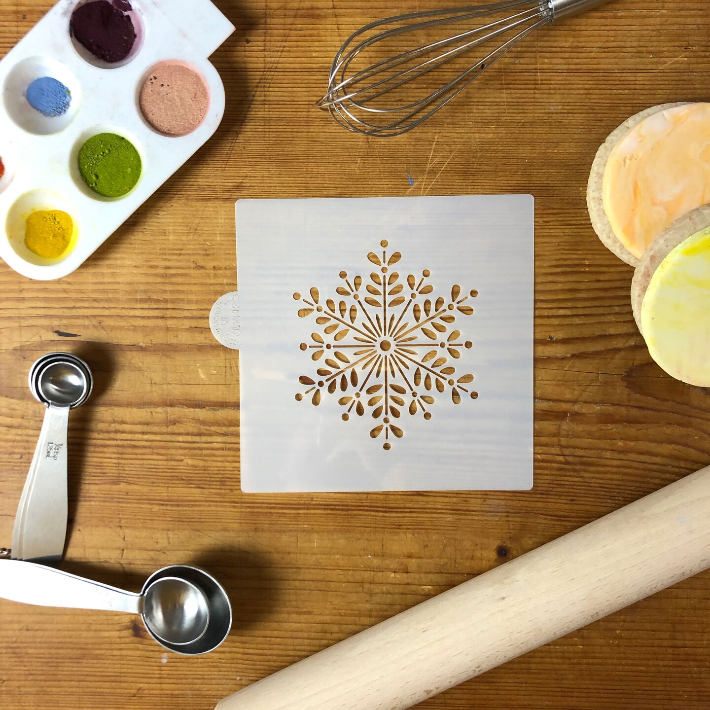 Retro Snowflake Cookie & Craft Stencil | CM042 by Designer Stencils | Cookie Decorating Tools |