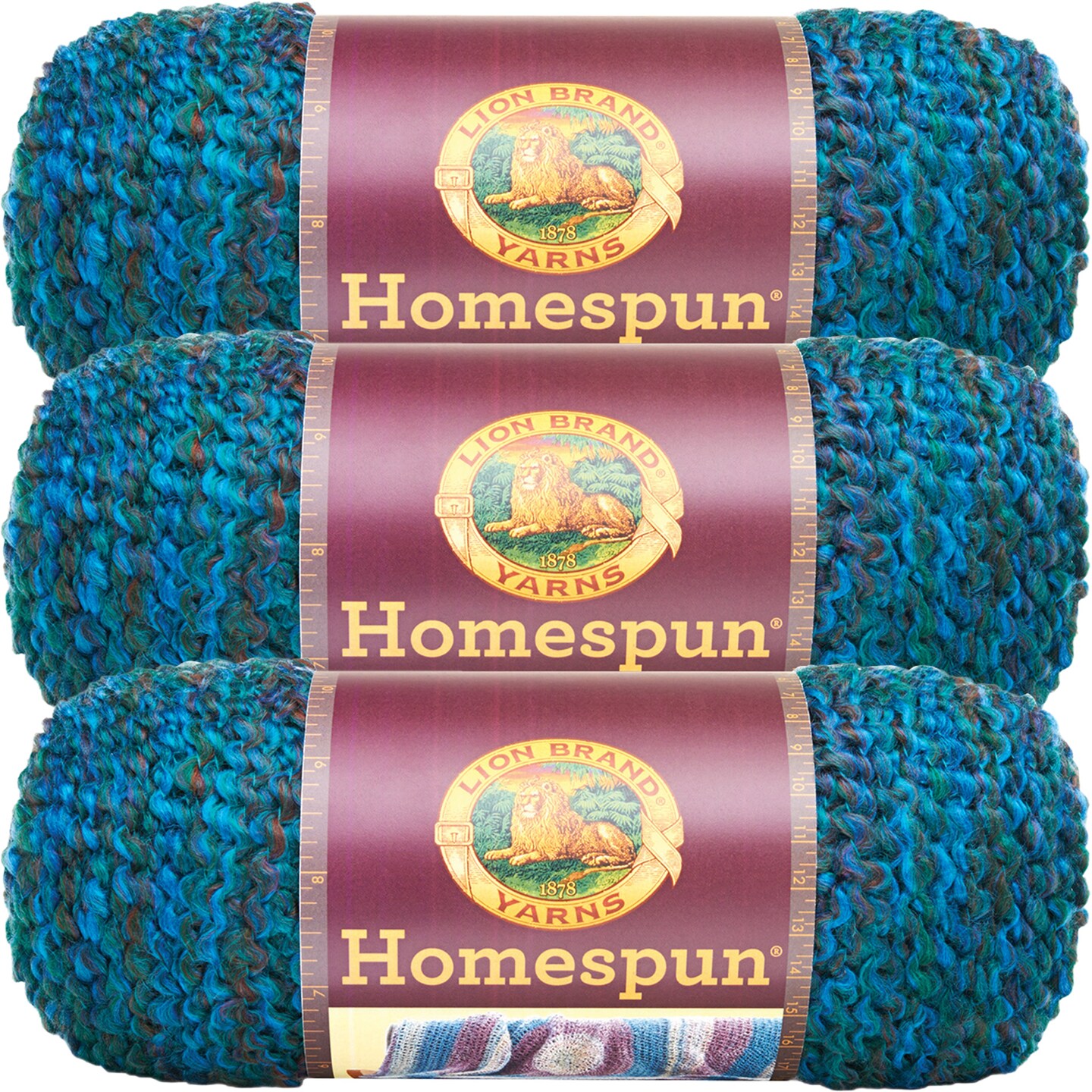 (3 Pack) Lion Brand Homespun Yarn - Lagoon