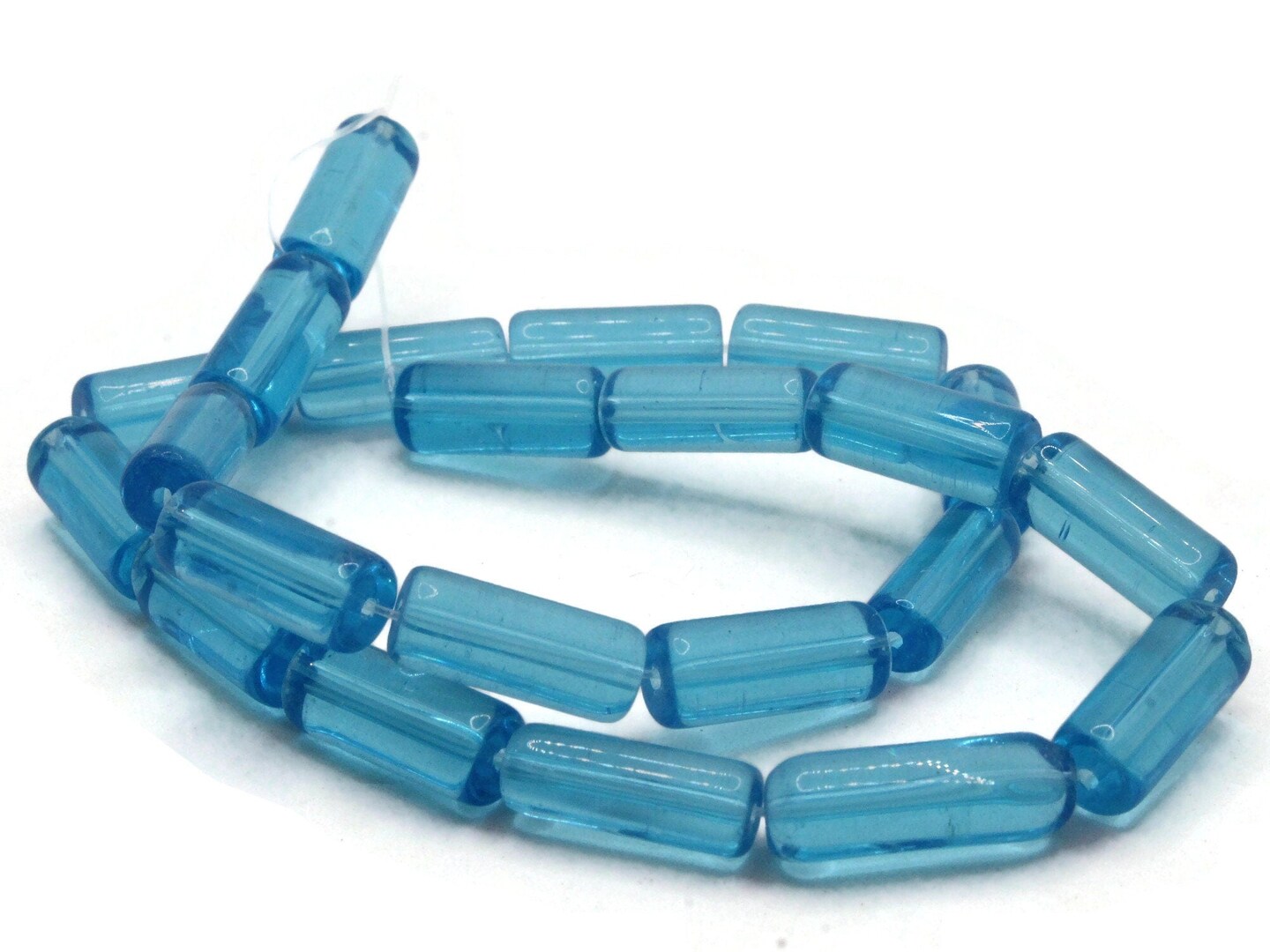 22 15mm Clear Sky Blue Glass Tube Beads