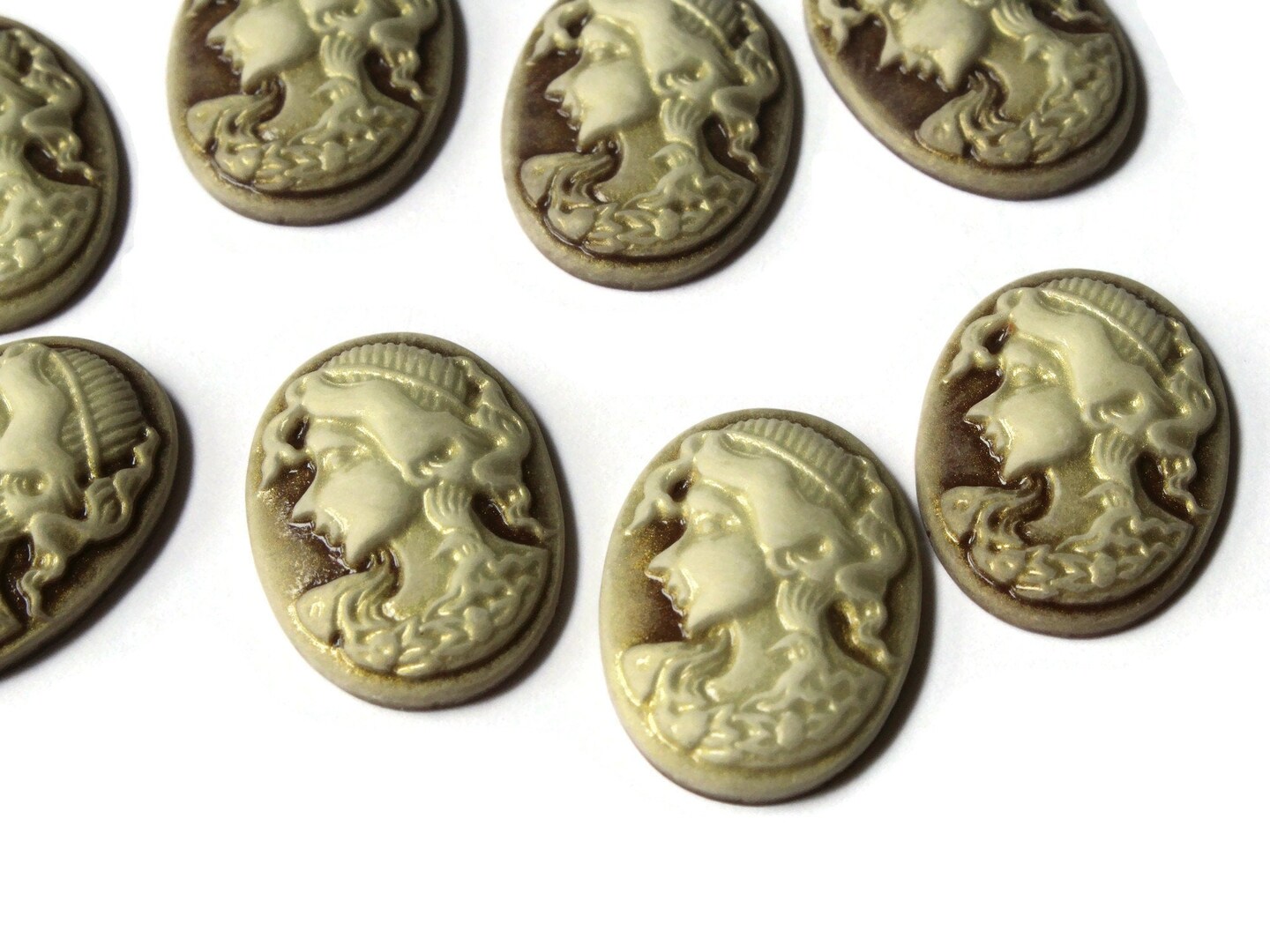 10 25mm x 18mm Brown Cameo Cabochons Resin Woman Face Cameo Cabochons