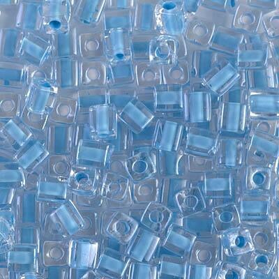 Miyuki 4mm Cube, SB-221, Sky Blue Lined Crystal