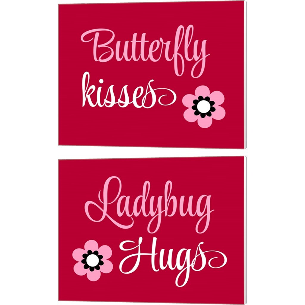 Butterfly Kisses & Ladybug Hugs by Tamara Robinson 15" x 12" Canvas Wall Art (Set of 2)