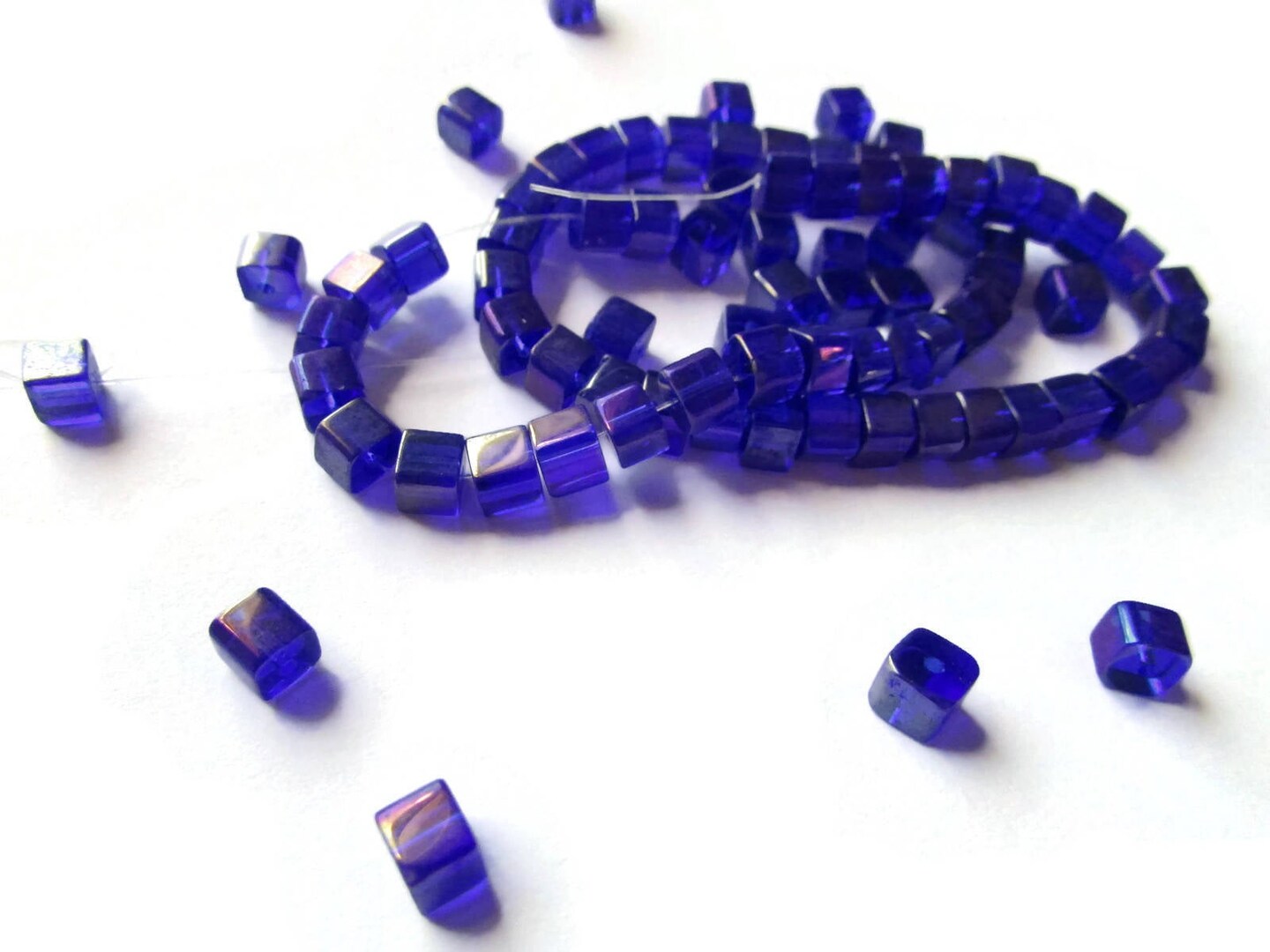 5mm Royal Blue Crystal Cube Beads AB Finished Crystal Glass Beads