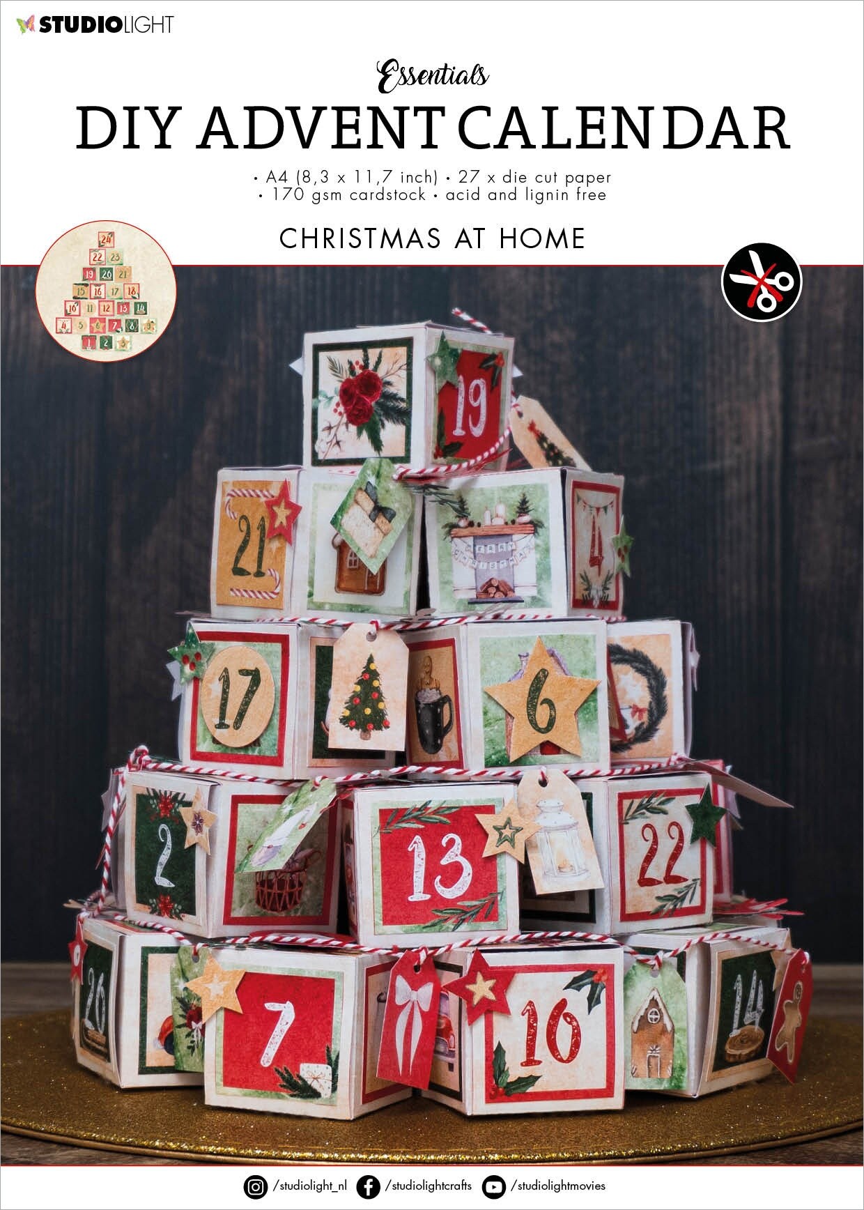 Studio Light Essentials Diy Die-Cut Block Advent Calendar-Nr. 28, Christmas At Home