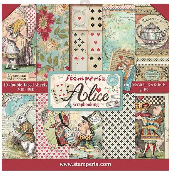 Stamperia Double-Sided Paper Pad 12"X12" 10/Pkg-Alice In Wonderland, 10 Designs/1 Each