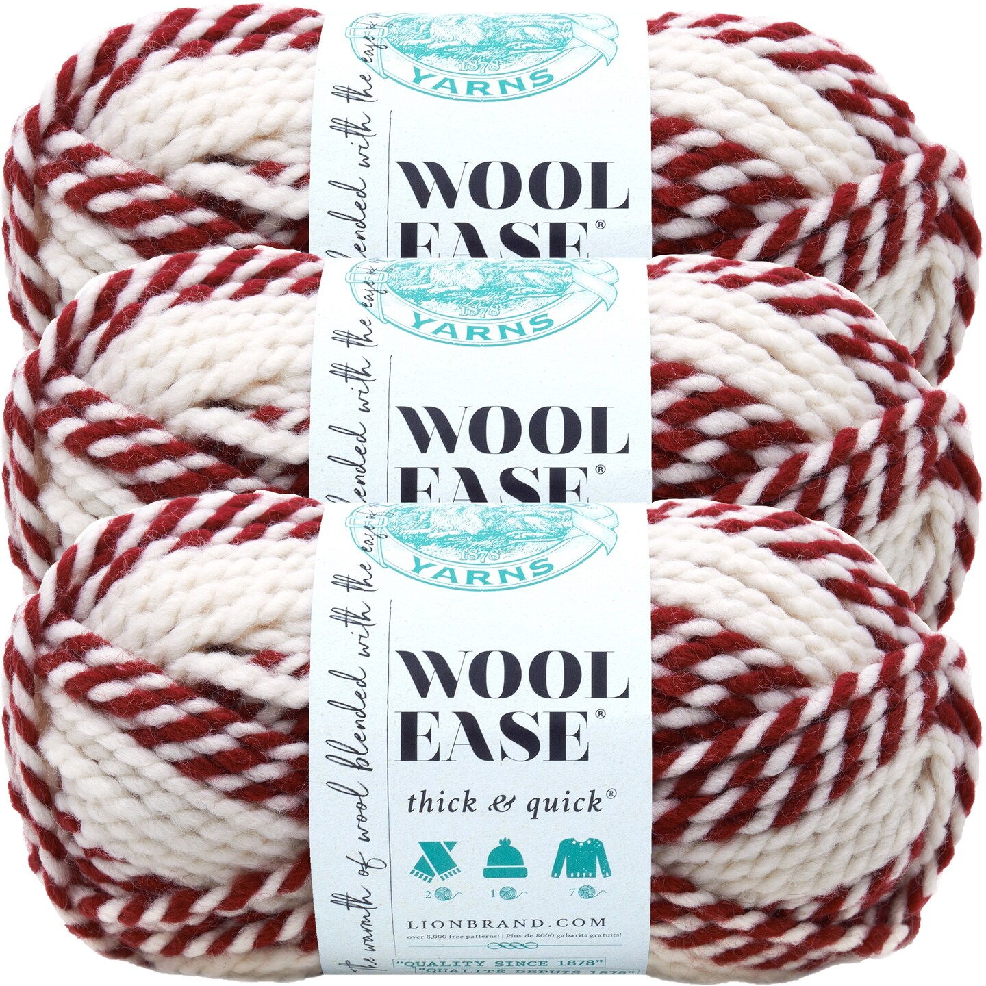 (3 Pack) Lion Brand Wool-Ease Thick &#x26; Quick Yarn - Red Beacon