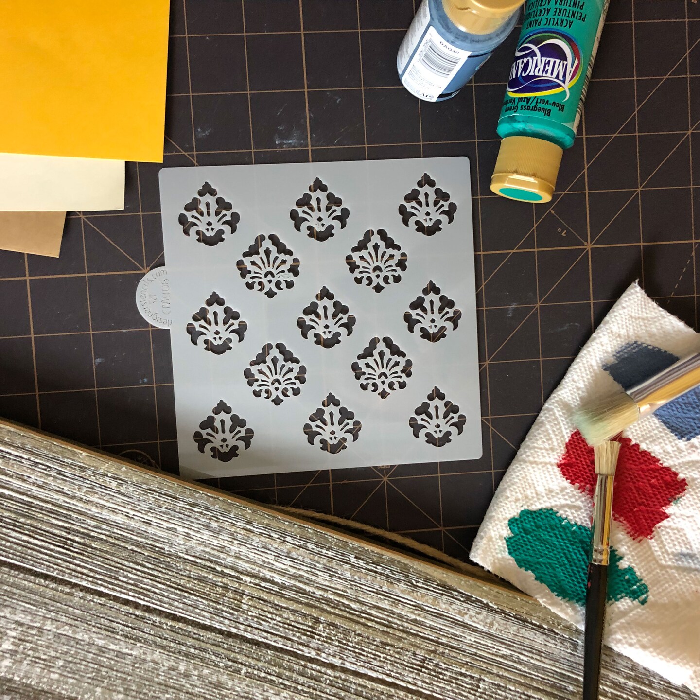 Mini Damask Allover Cookie & Craft Stencil | CM008 by Designer Stencils | Cookie Decorating Tools | Baking Stencils for Royal Icing, Airbrush, Dusting Powder | Craft Stencils for Canvas, Paper, Wood | Reusable Food Grade Stencil