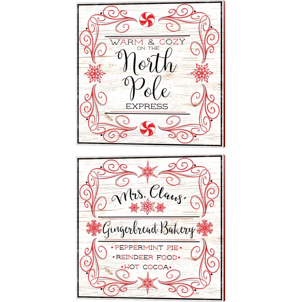 North Peppermint Pole by Andi Metz 14" x 14" Canvas Wall Art (Set of 2)