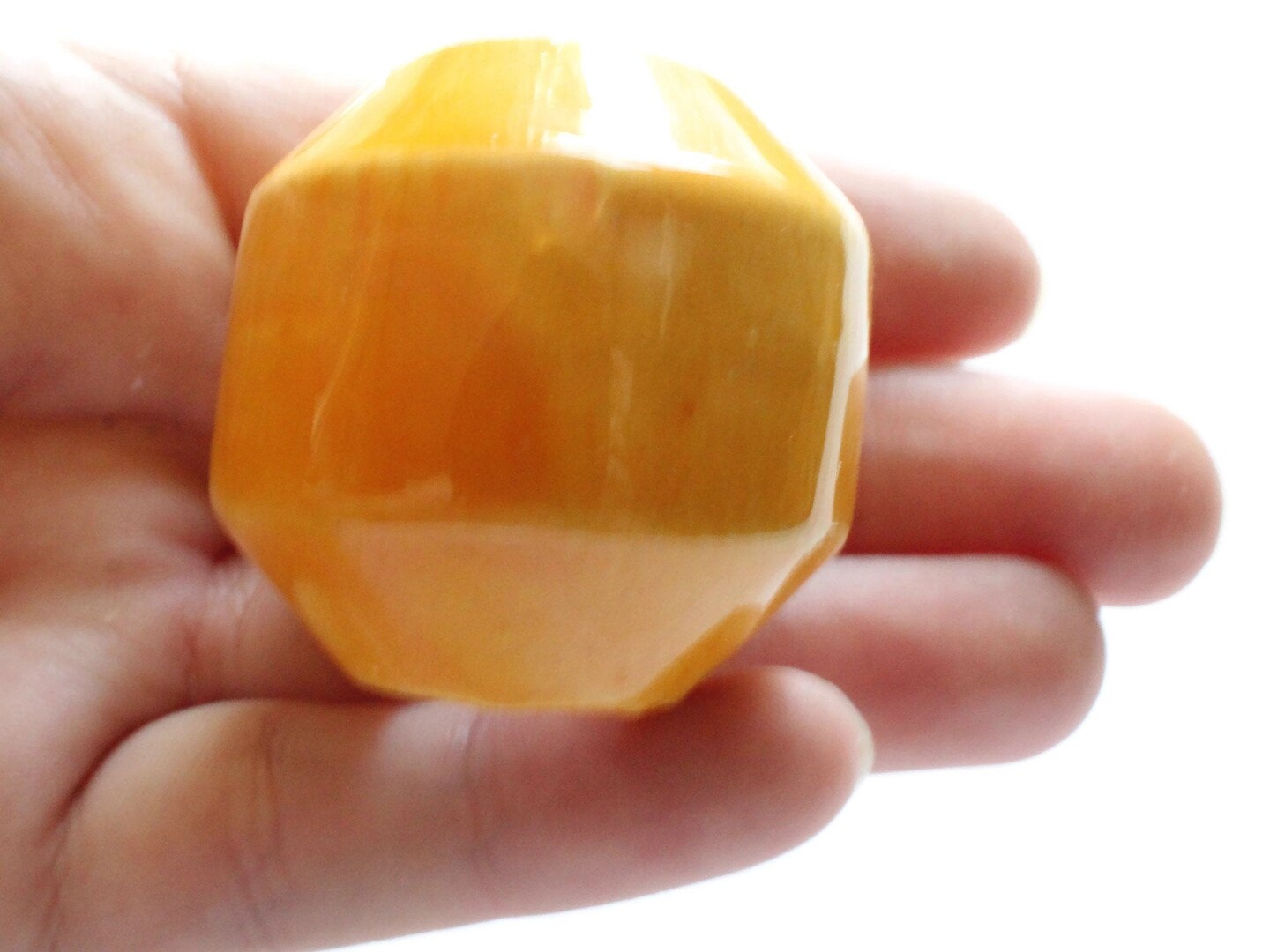 38mm Yellow Orange Banded Round Bead Vintage Macrame Ceramic Porcelain Bead