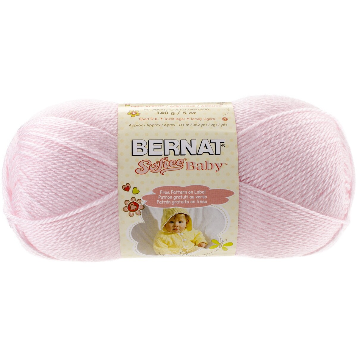 Bernat Softee Baby Pink Yarn 3 Pack of 141g/5oz Acrylic 3 DK (Light) - 362 Yards Knitting/Crochet