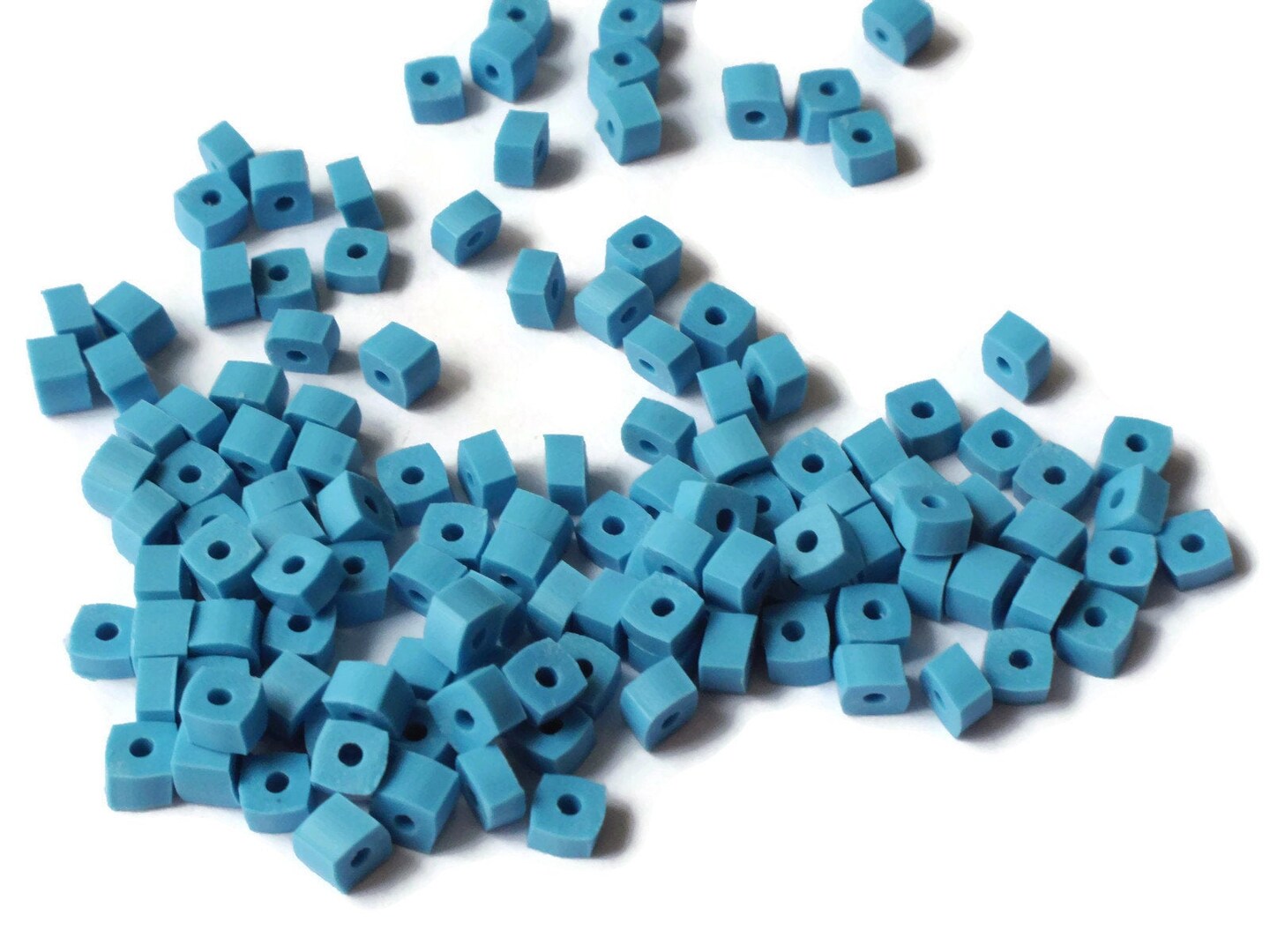 125 5mm Blue Square Beads Small Cube Beads Vintage Plastic Spacer Beads