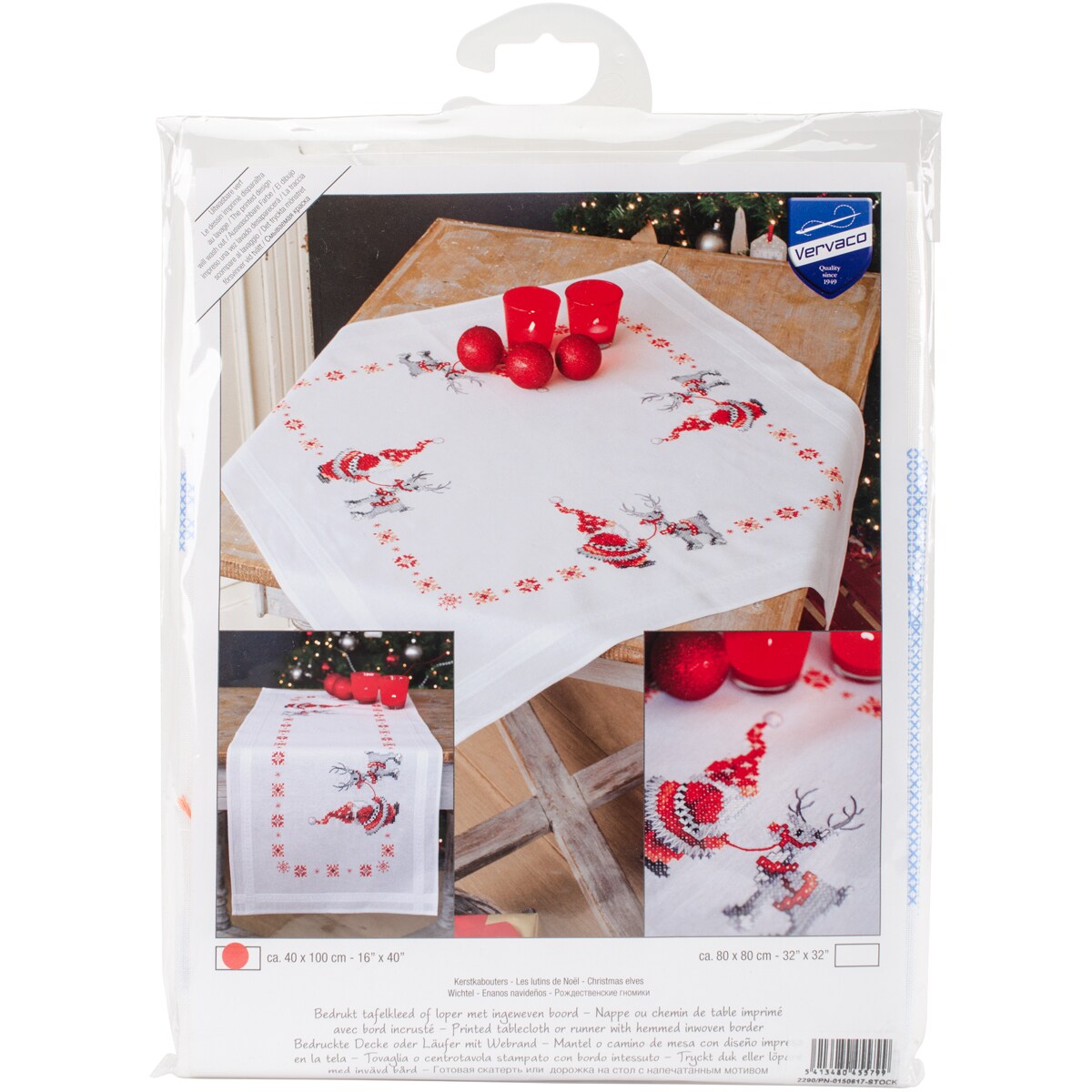 Vervaco Stamped Table Runner Cross Stitch Kit 16"X40"-Christmas Elves ...