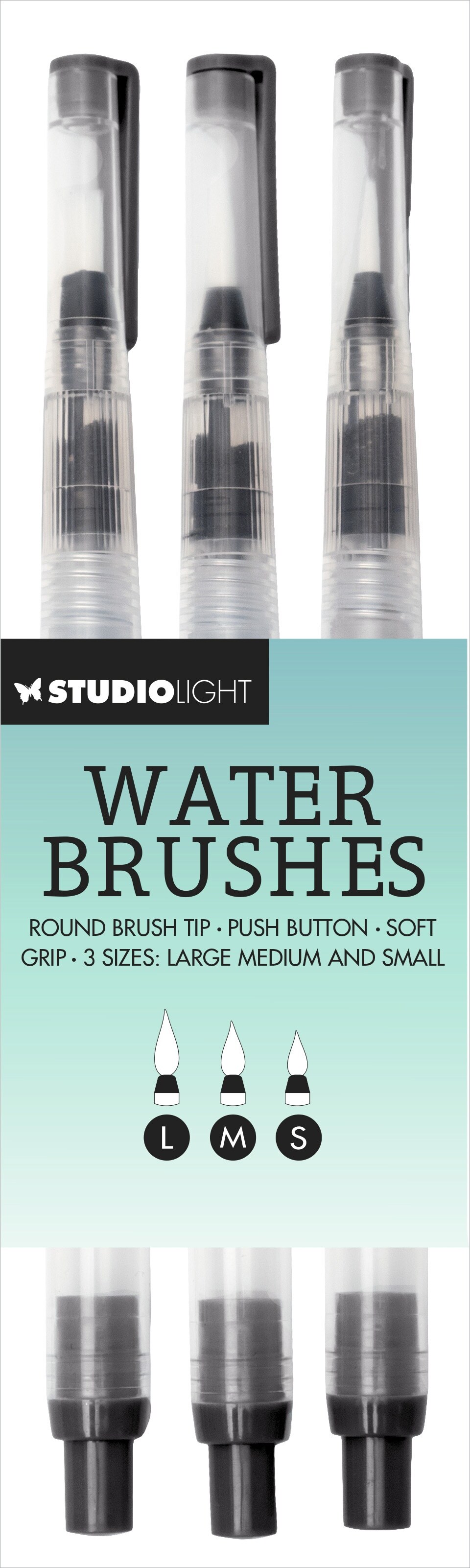 Studio Light Waterbrushes 3/Pkg-Fine, Medium &#x26; Large Tip