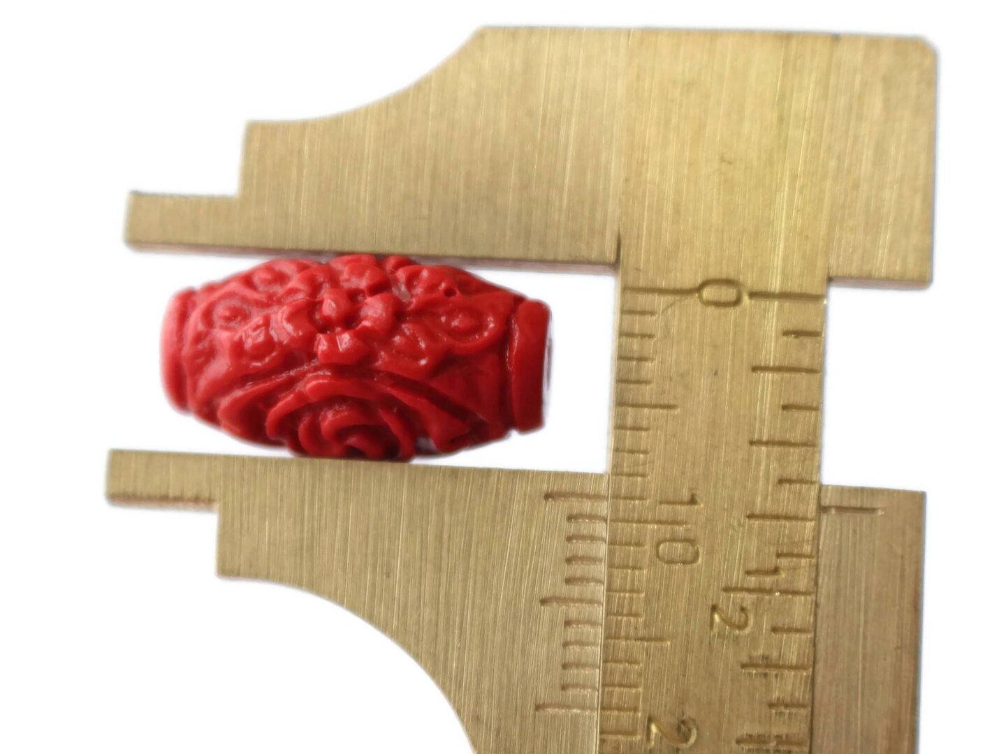 4 17mm Carved Cinnabar Barrel Beads Cinnabar Tube Beads Red Lacquer Beads