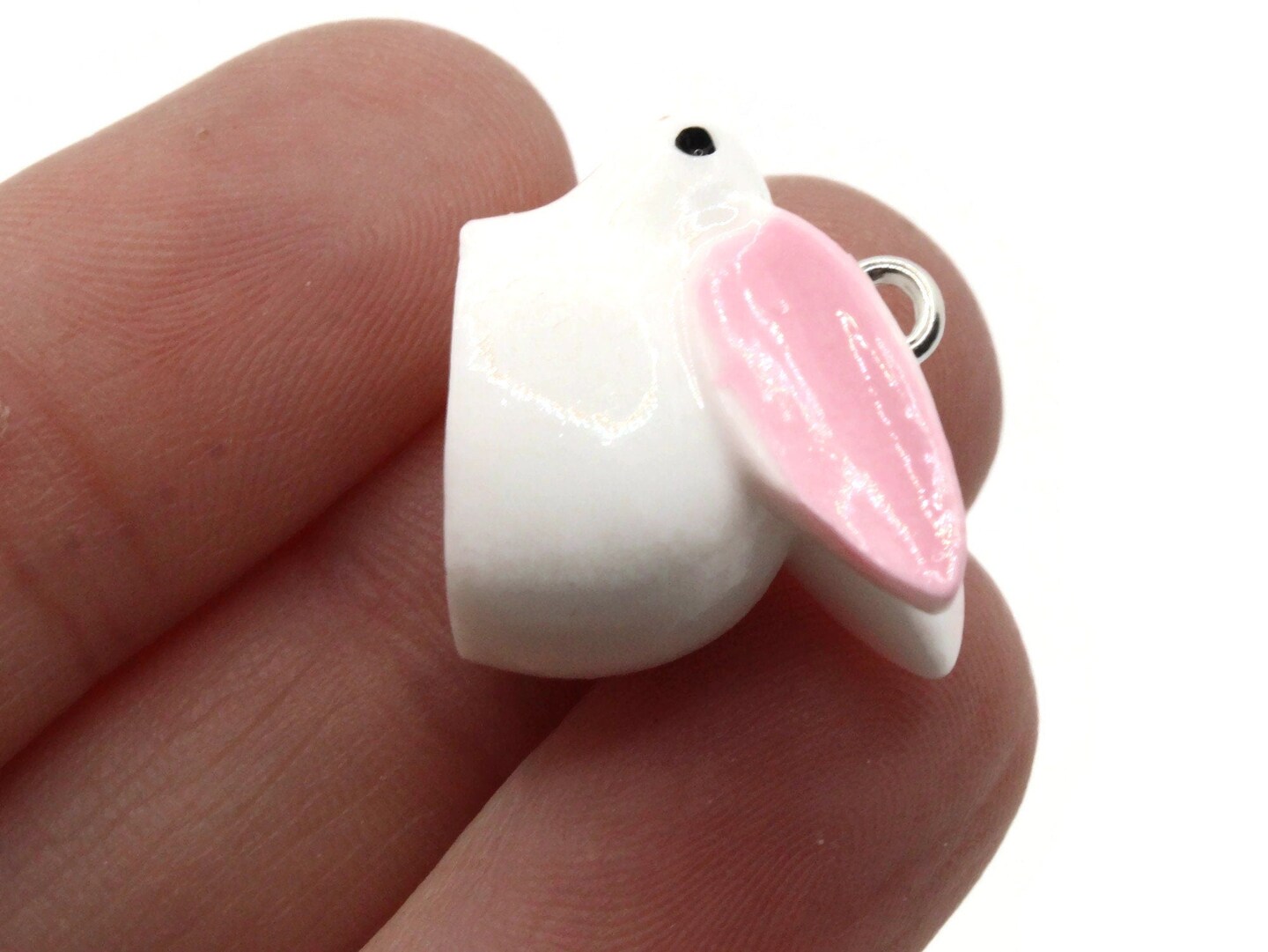 2 17mm White Resin Bunny Rabbit Charms