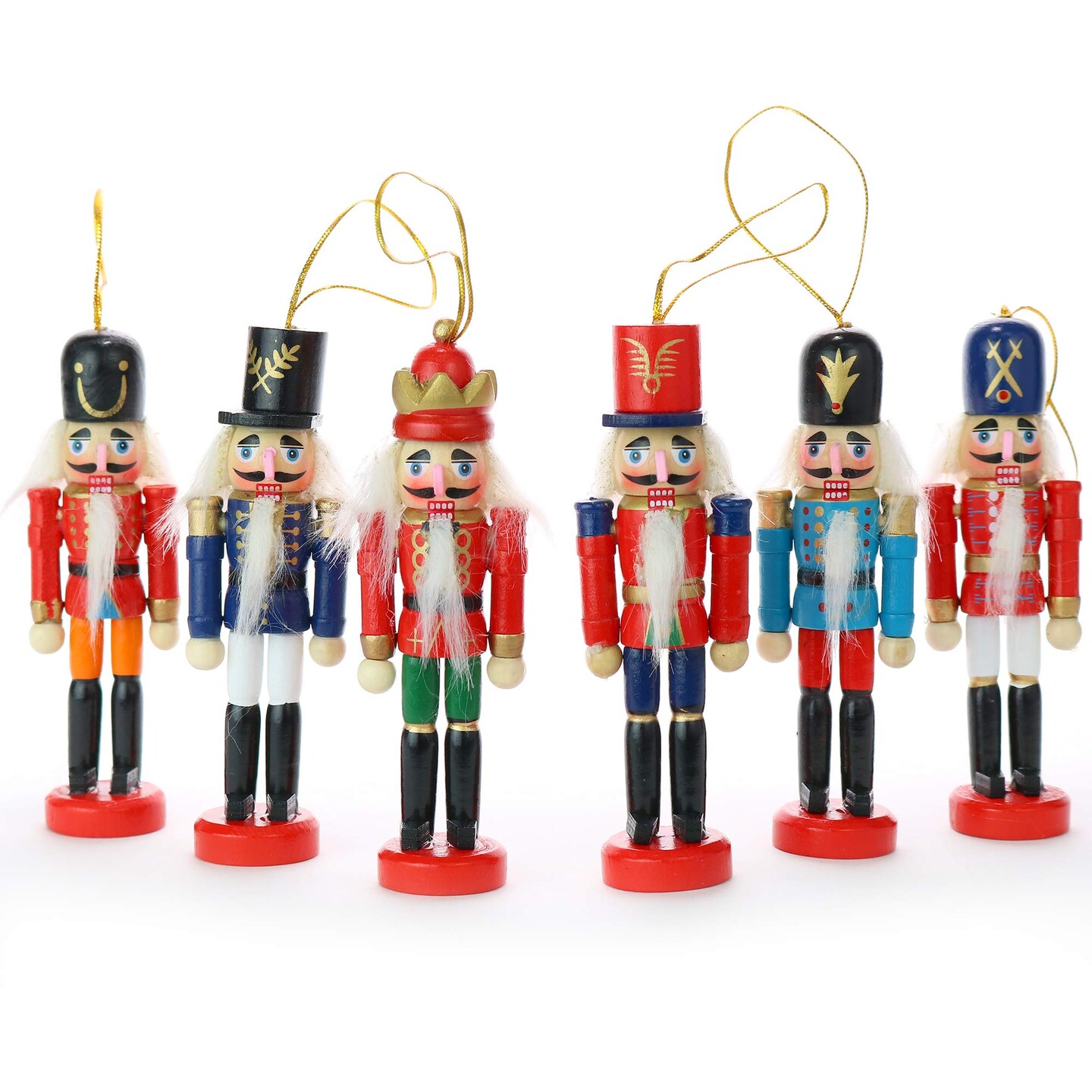 Ornativity Nutcrackers Hanging Ornament Figures - Christmas Mini Wooden King and Soldier Nutcracker