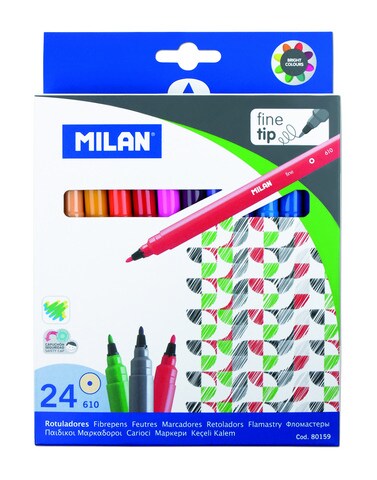 MILAN FINE TIPPED WATER-BASED MARKERS 24 COUNT SET