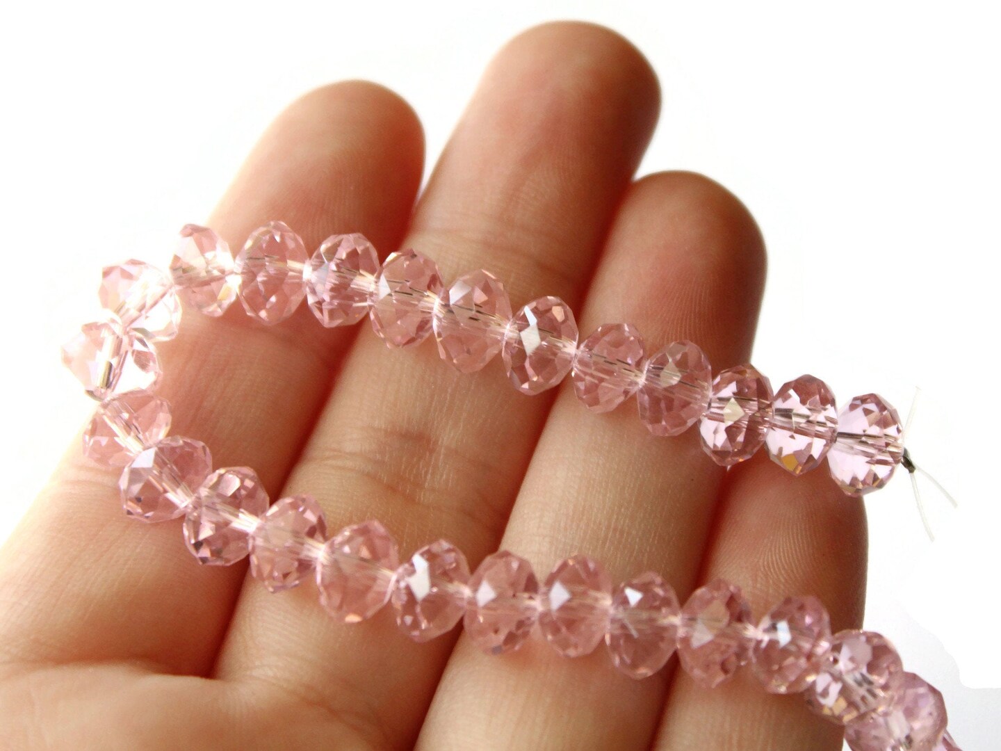 36 6mm x 8mm Pink Crystal Faceted Rondelle Beads by Smileyboy | Michaels