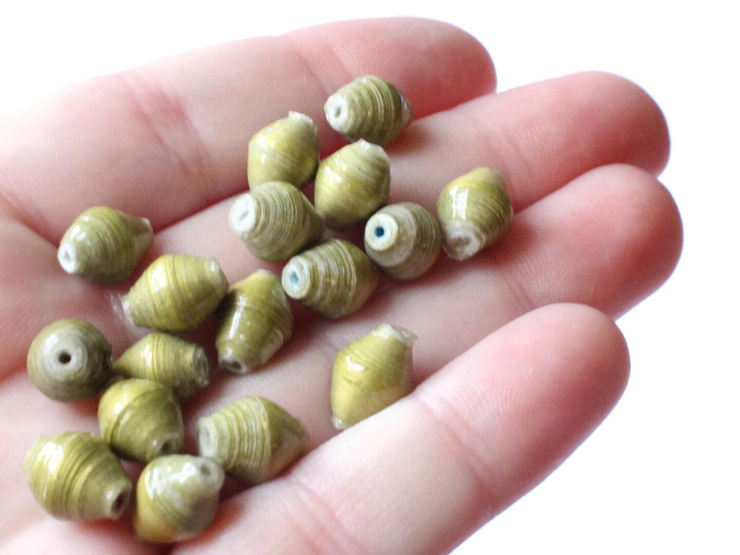 10 10mm Olive Green Ugandan Paper Beads - Fair Trade Beads