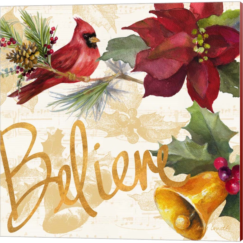 Christmas Poinsettia by Lanie Loreth 14&#x22; x 14&#x22; Canvas Wall Art (Set of 2)
