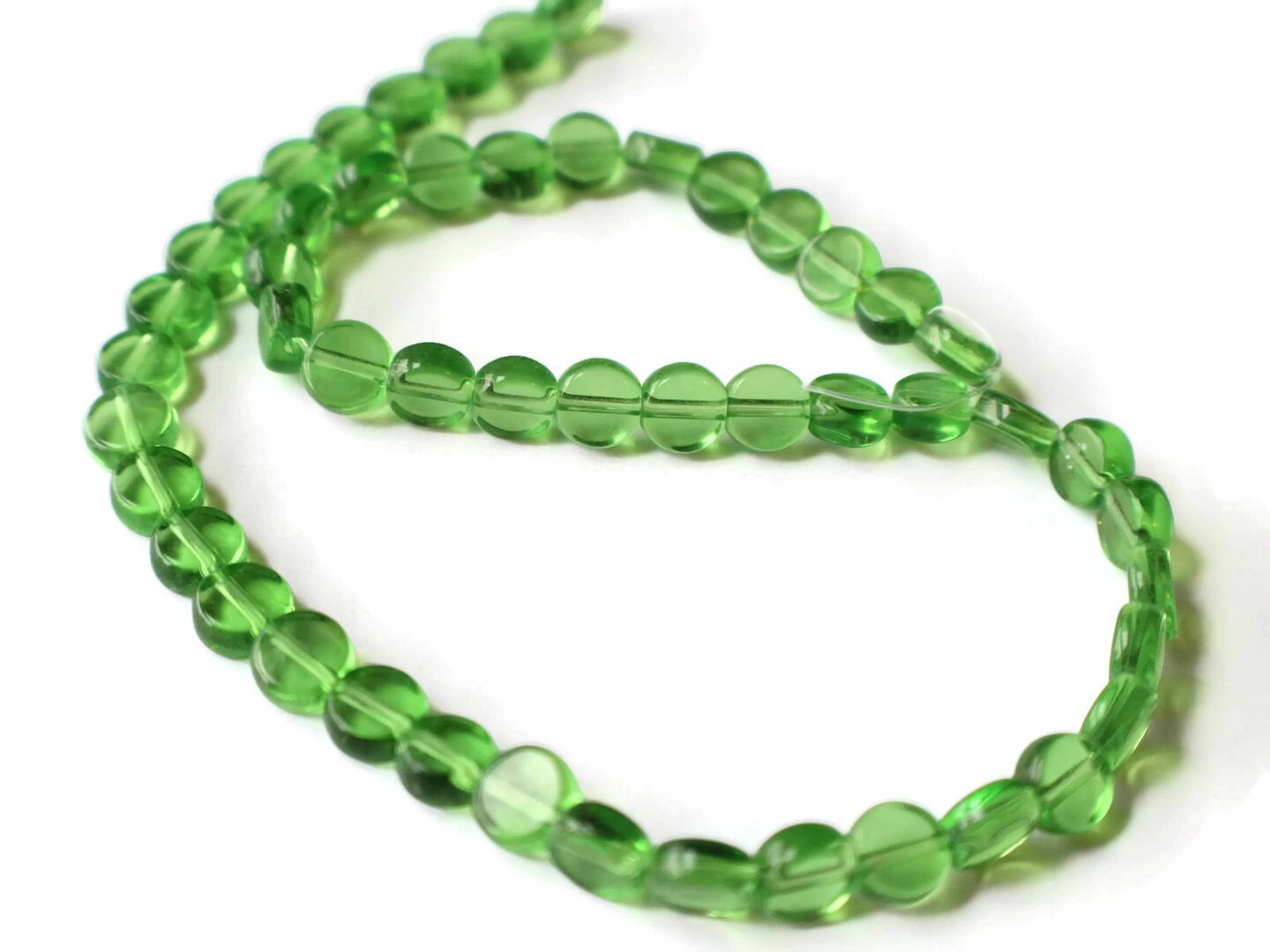 46 8mm to 9mm Green Crystal Coin Beads Full Strand Flat Round Beads
