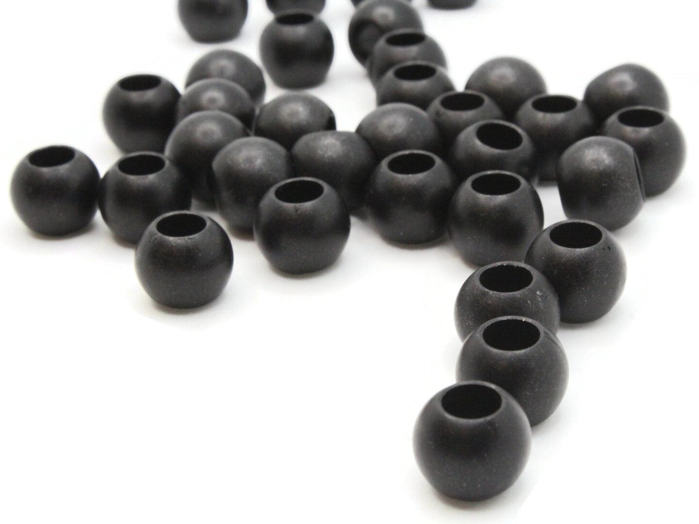 40 12mm Satin Black Round Acrylic Beads