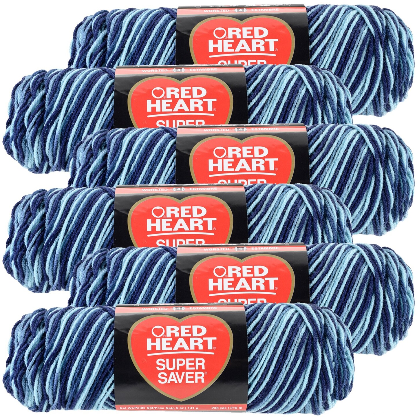 Multipack of 6 - Red Heart Super Saver Yarn-Shaded Dusk