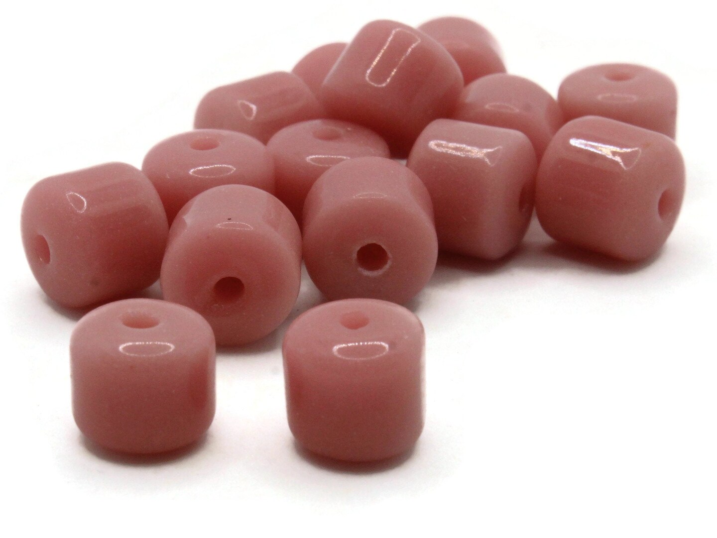 15 10mm Vintage Pink Glass Tube Beads