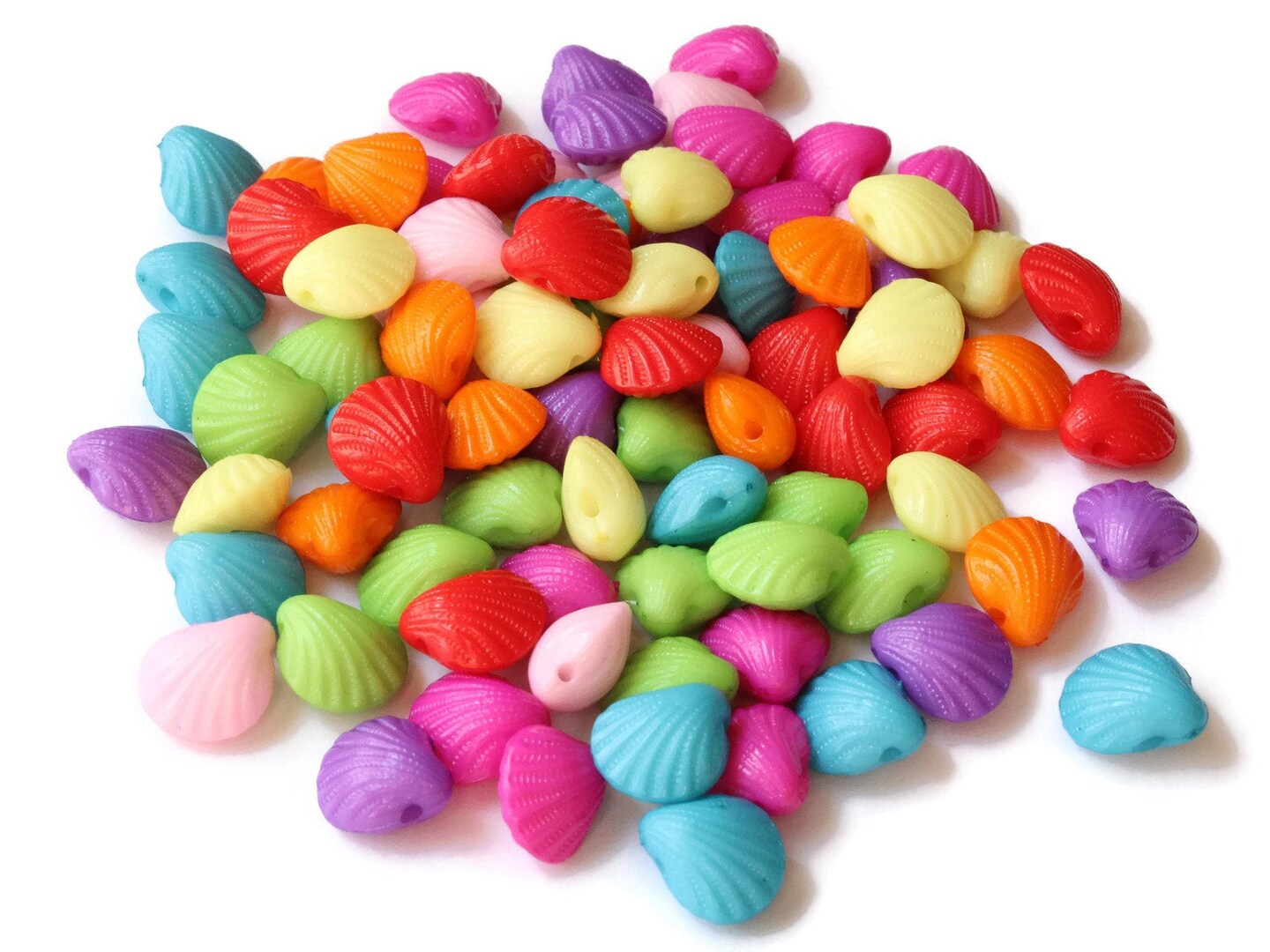 62 12mm Mixed Color Plastic Oyster Shell Beads