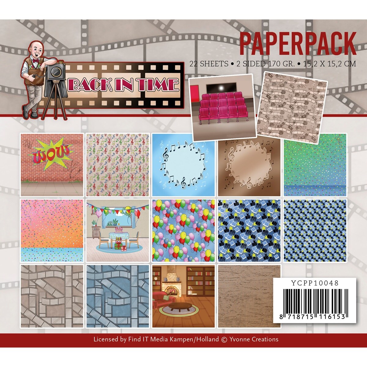 Find It Trading Yvonne Creations Paper Pack 6&#x22;X6&#x22; 22/Pkg-Big Guys Back In Time, Double-Sided
