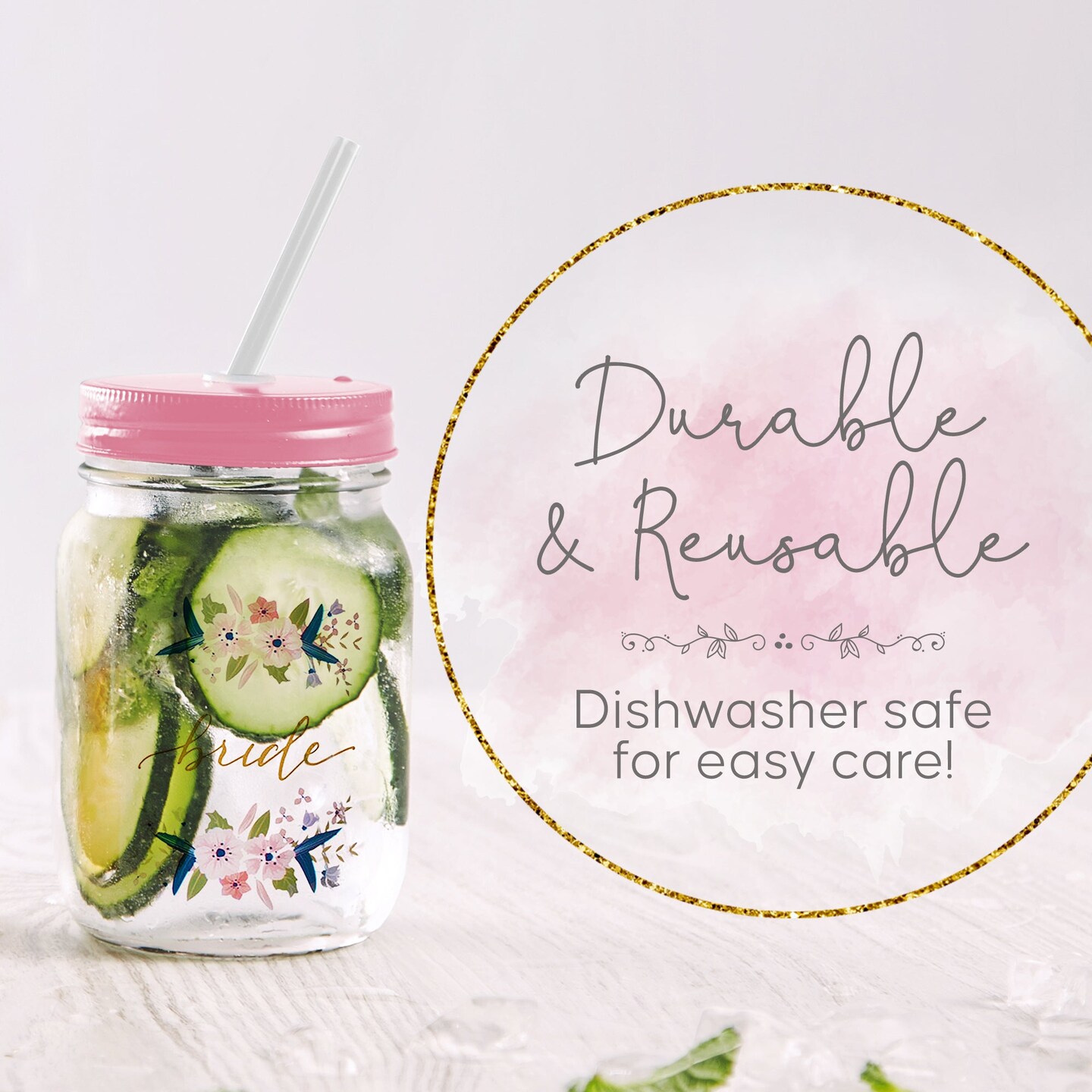 11 Piece Set of Plastic Mason Jars for Bachelorette Parties, Weddings, and Bridal Showers