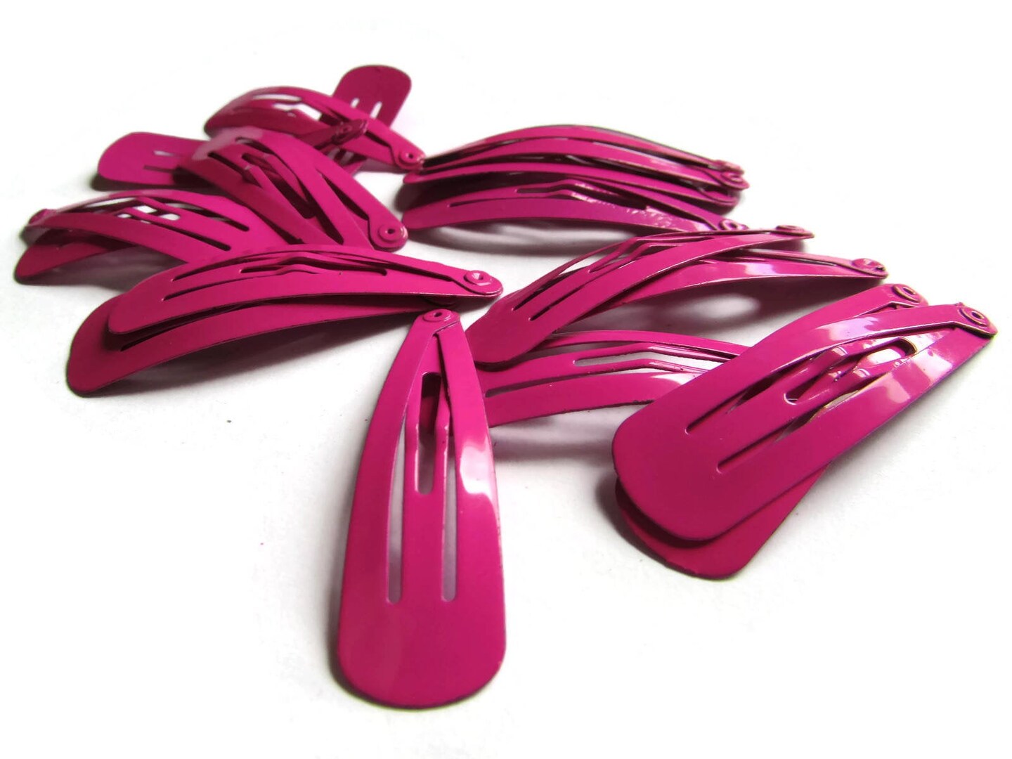 20 47mm Bright Pink Barrettes Hair Decor Barrette Blanks Iron Clips Snap Barrettes