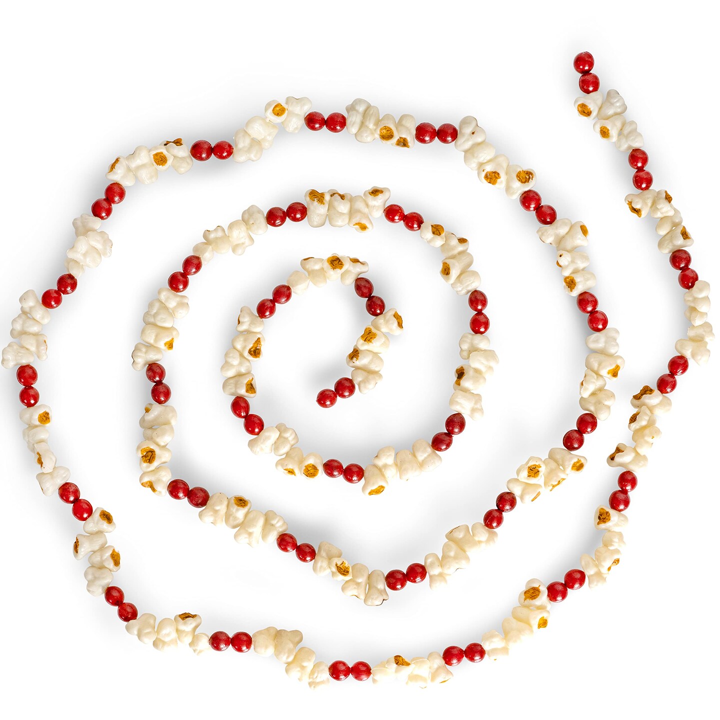 Ornativity Popcorn Cranberry Wooden Garland &#x2013; Realistic Pop Corn and Rustic Red Wood Beaded Christmas Tree Decorations Garland Bead Strand