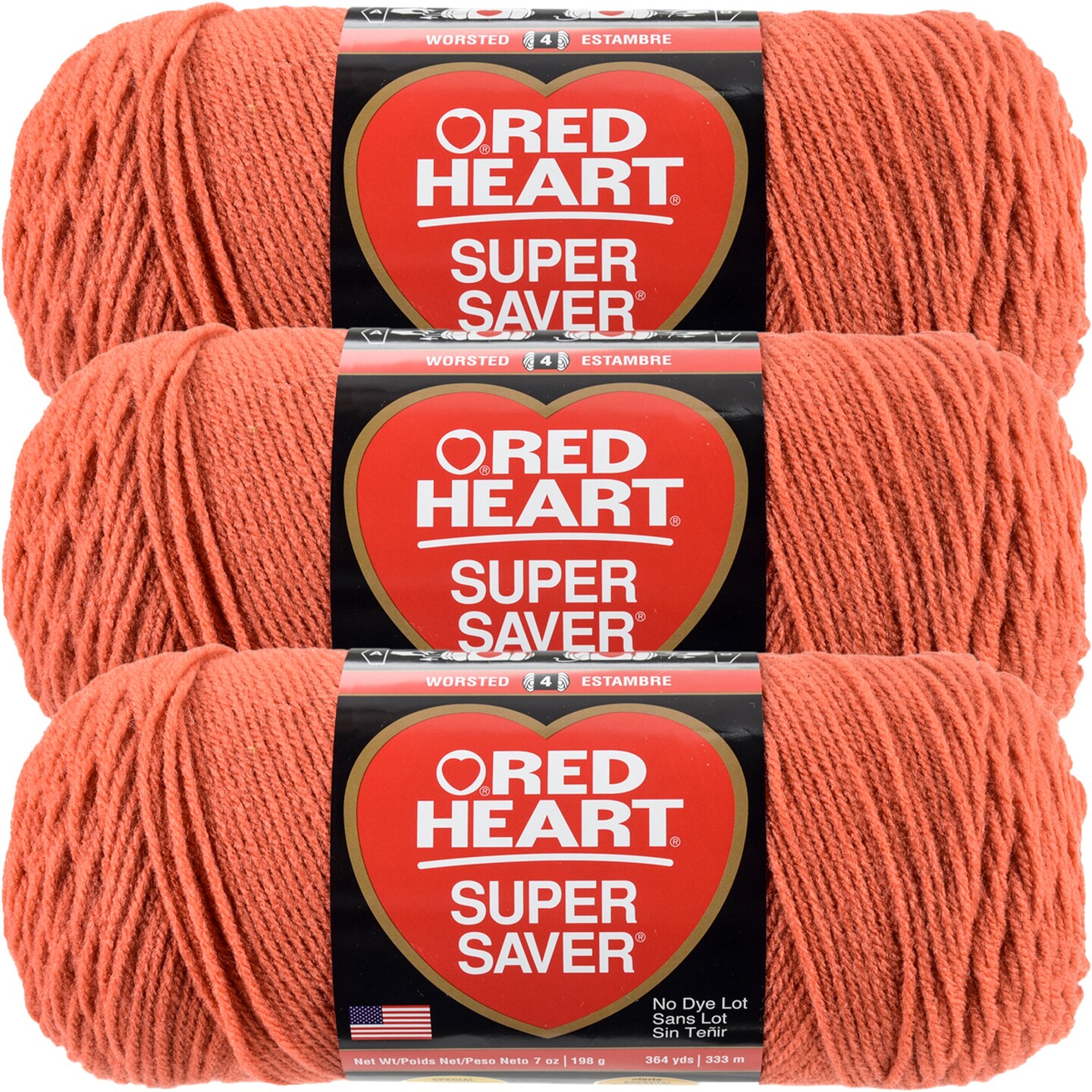 Multipack of 03 - Red Heart Super Saver Yarn-Coral