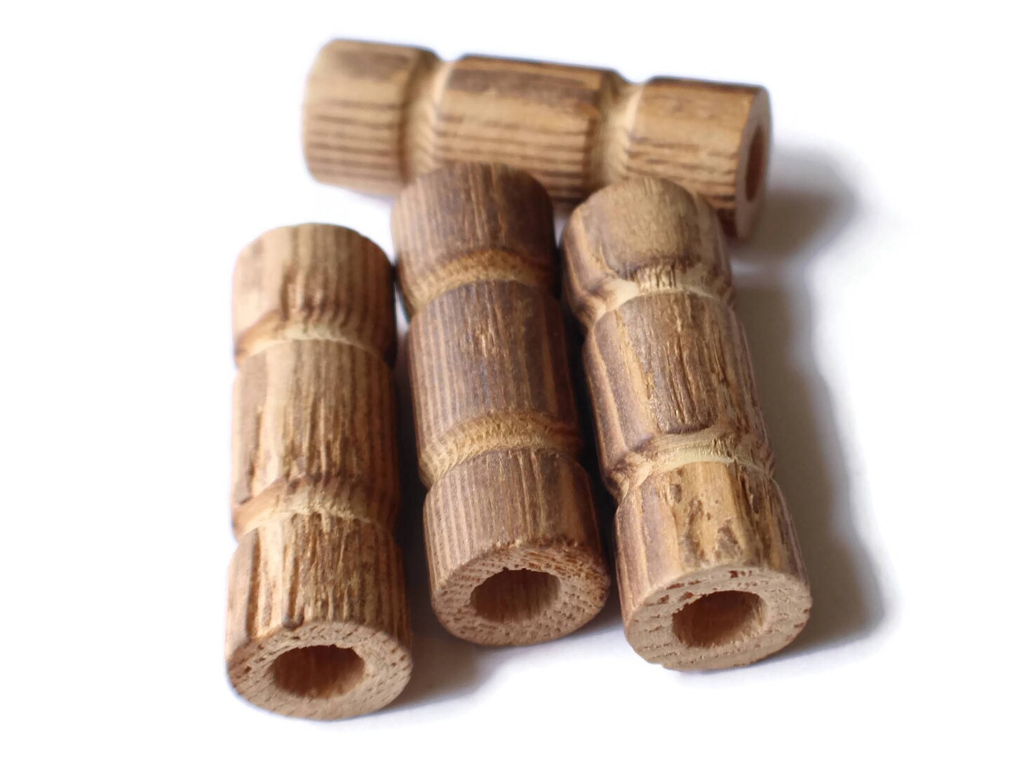2 inch Long Light Natural Brown Wood Tube Beads - Vintage Macrame Beads by Smileyboy Beads | Michaels