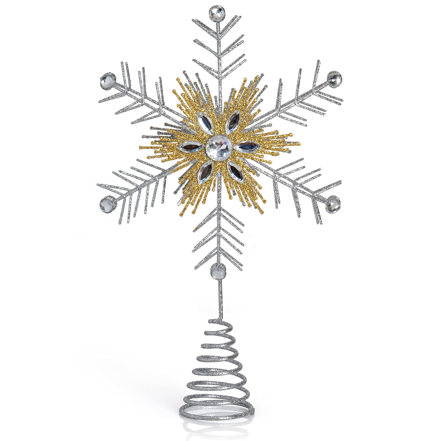 Ornativity Glitter Snowflake Tree Topper Silver And Gold Bare