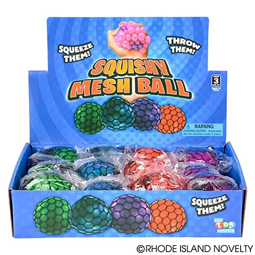 Rhode Island Novelty 3 Inch Mesh Squishy Balls, Pack of 12