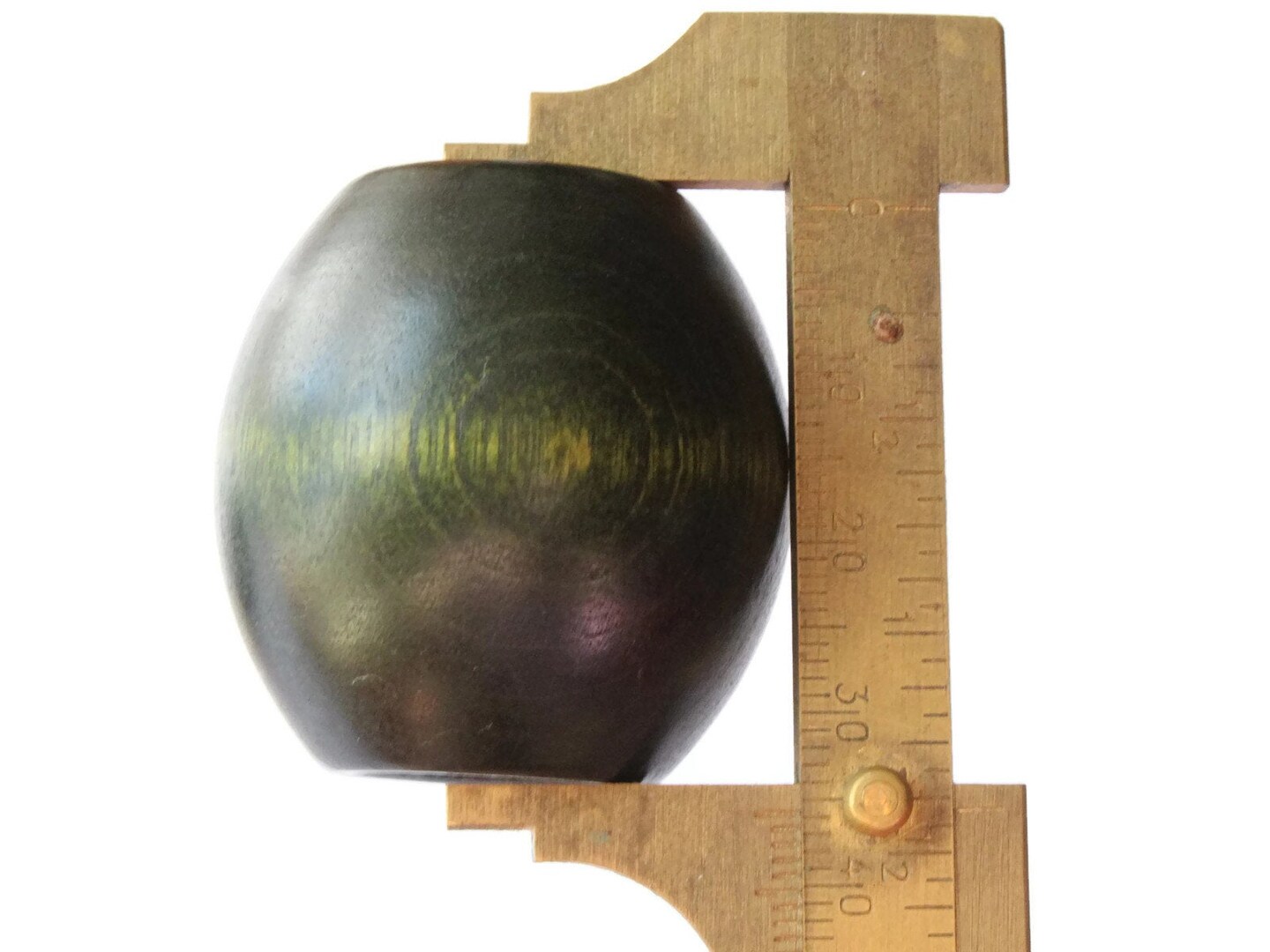 2 36mm Green Wood Oval Large Hole Beads Vintage Wooden Barrel Beads Chunky Macrame Beads