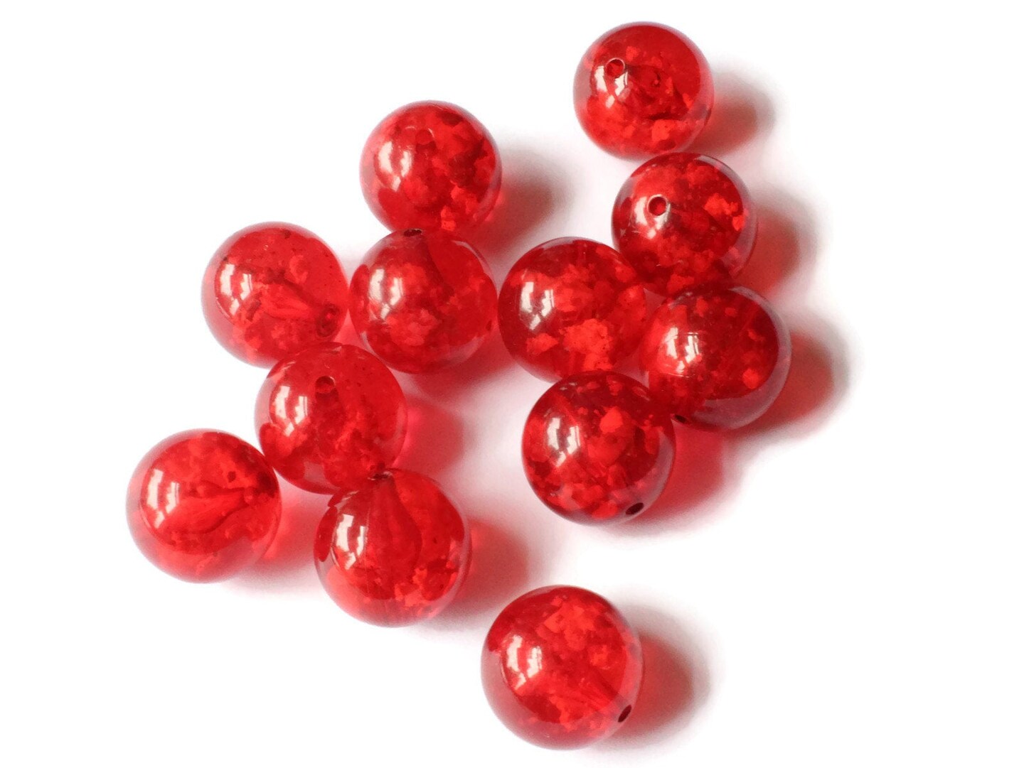 12 16mm Round Red Vintage Lucite Beads Transparent Ball Beads