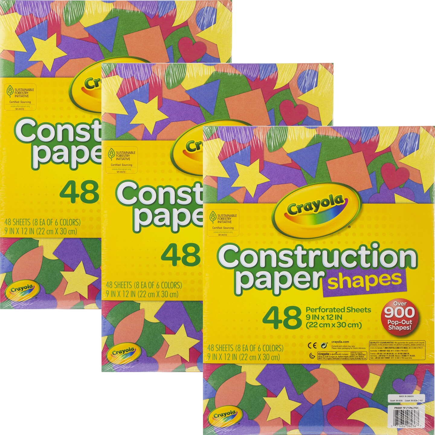 Multipack of 3 - Crayola Construction Paper Shapes 9&#x22;X12&#x22;-48 Sheets