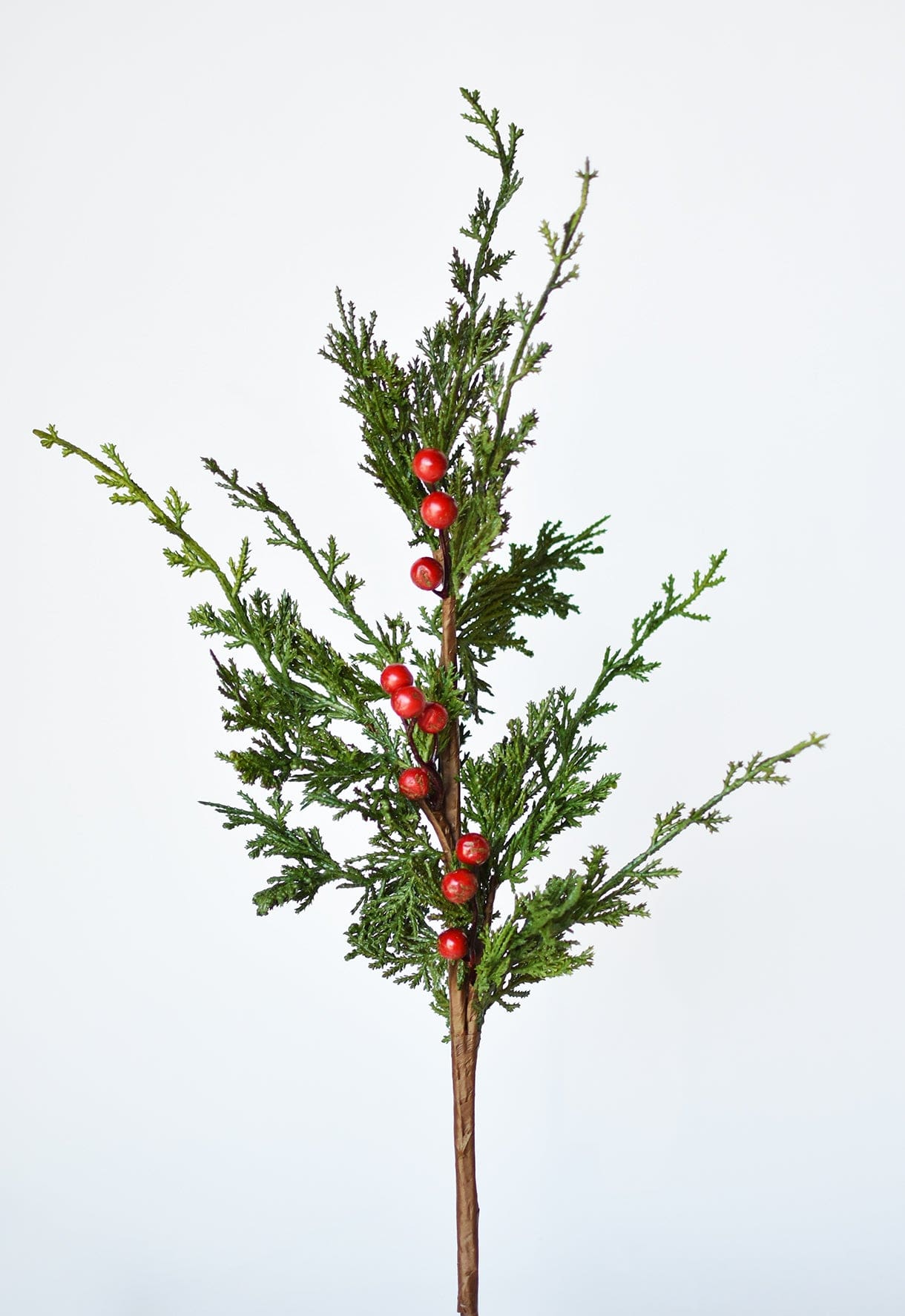 24&#x22; Faux Cedar Spray w/ Red Berry Stem