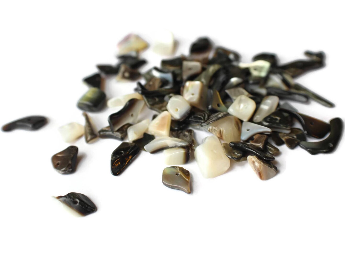 120 Black Lip Shells Bead Chips - 1 oz. Gray Nugget Sea Shell Beads
