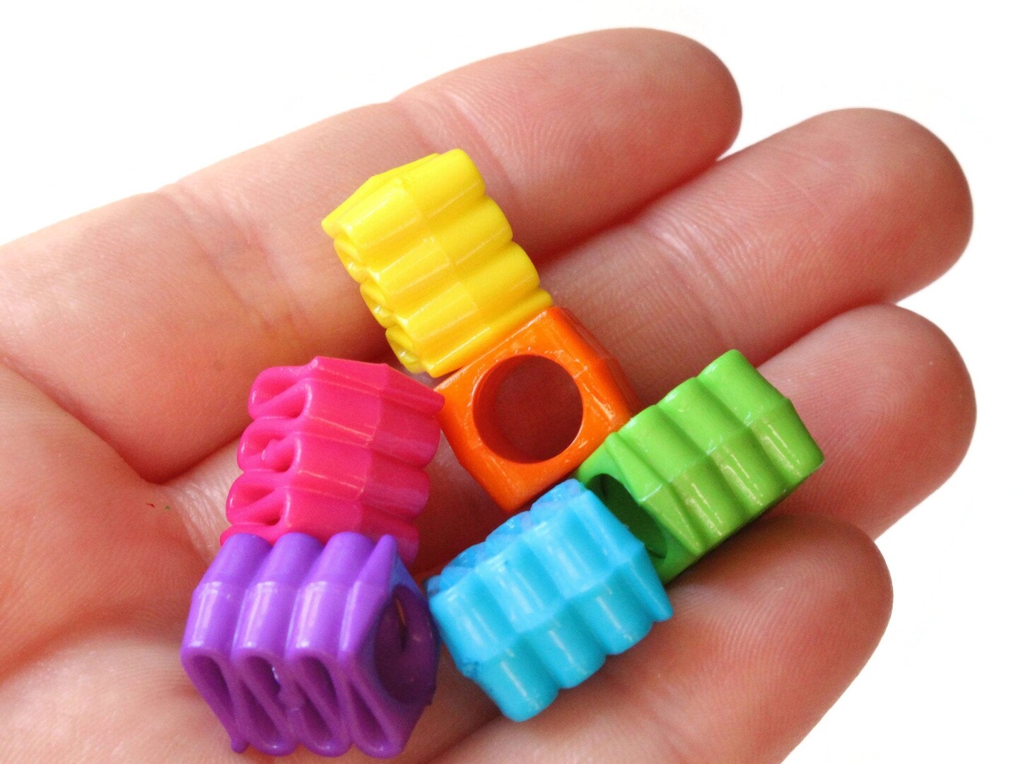 30 14mm Mixed Color Ribbon Acrylic Beads Plastic Rectangle Beads