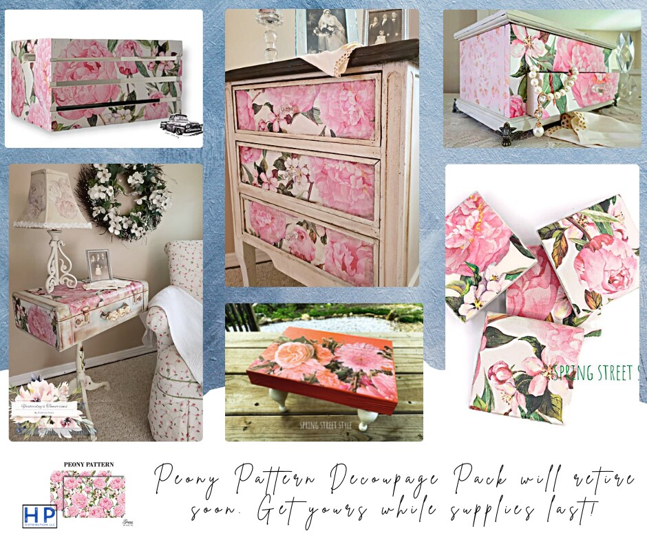 Peonies in Pink Decoupage Papers for Crafting and Multi Media Art (medium)