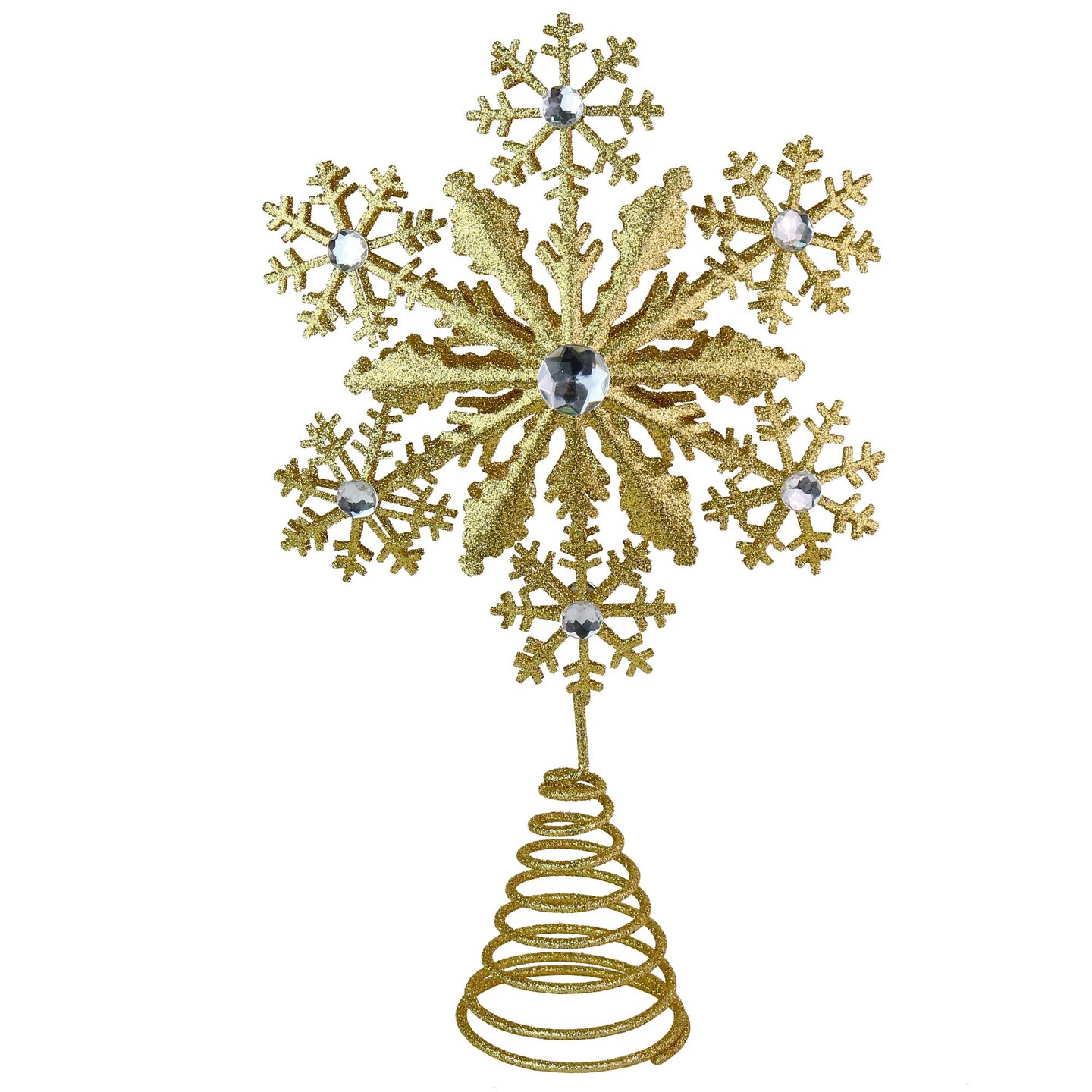 Ornativity Glitter Snowflake Tree Topper - Gold sparkling Gem Christmas Tree Decoration