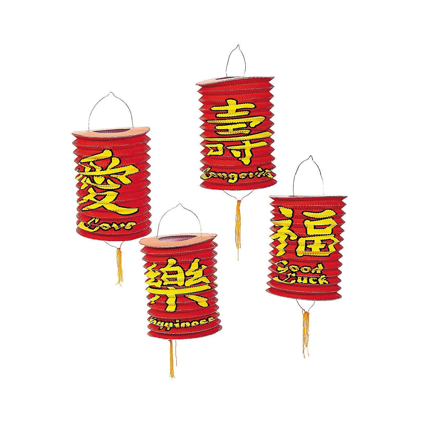 Fun Express - Red Chinese Hanging Lanterns (6pc) for Chinese New Year - Party Decor - Hanging Decor - Lanterns - Chinese New Year - 6 Pieces